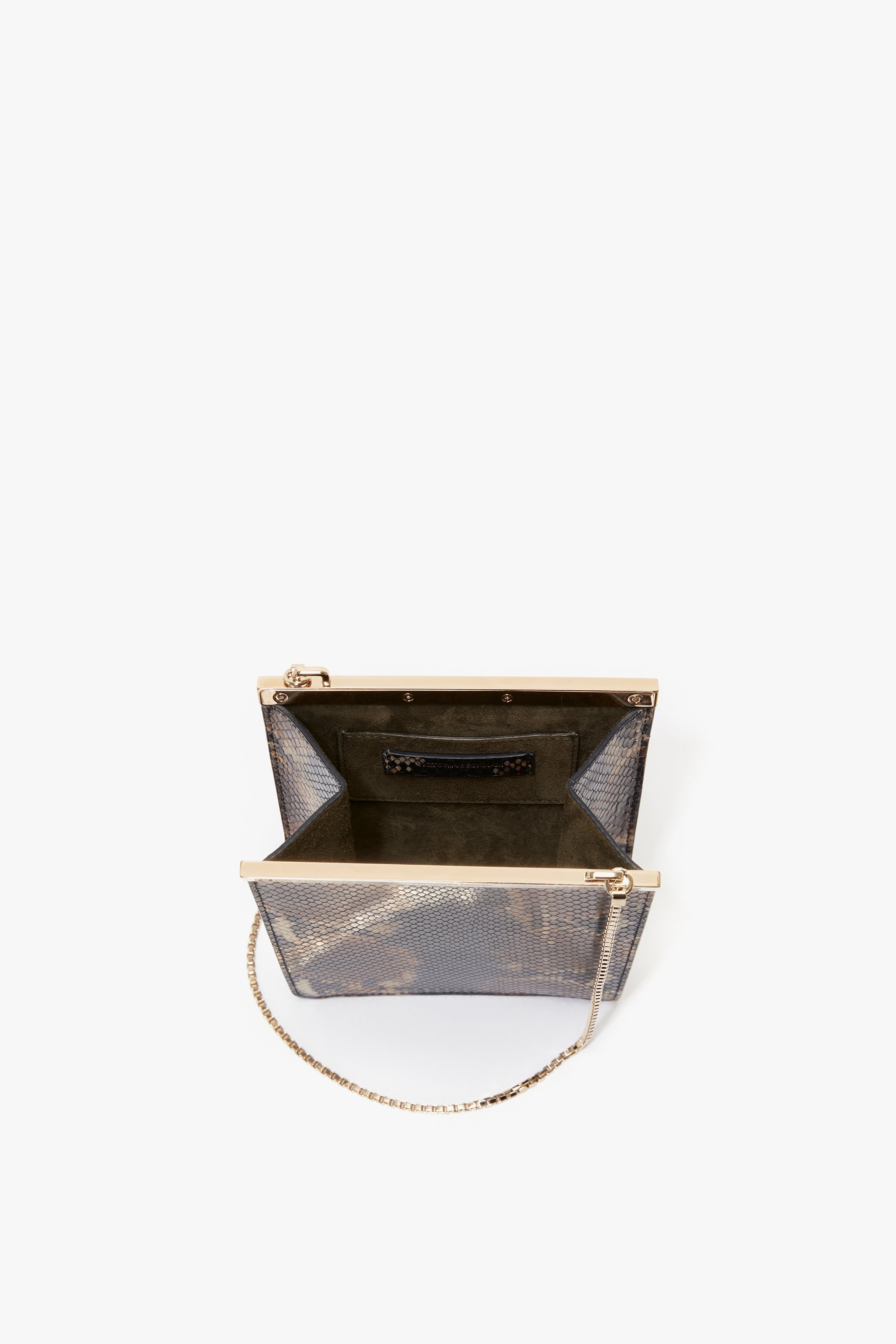 Frame Purse In Navy-Brown Leather - 3
