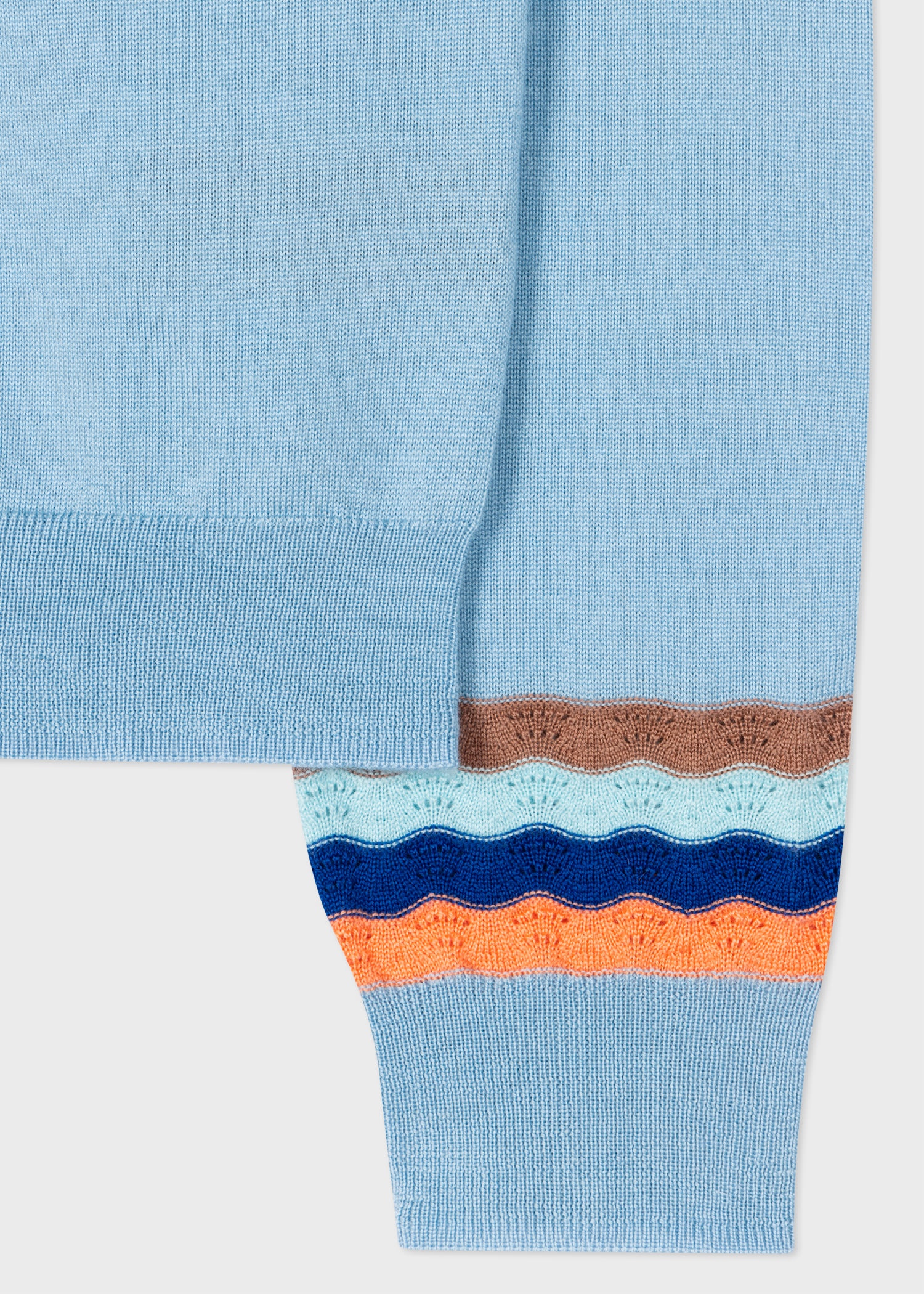 Pale Blue Wool 'Swirl' Cuff Sweater - 2