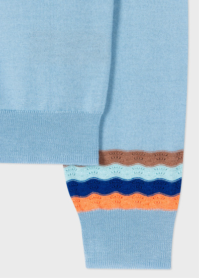 Paul Smith Pale Blue Wool 'Swirl' Cuff Sweater outlook