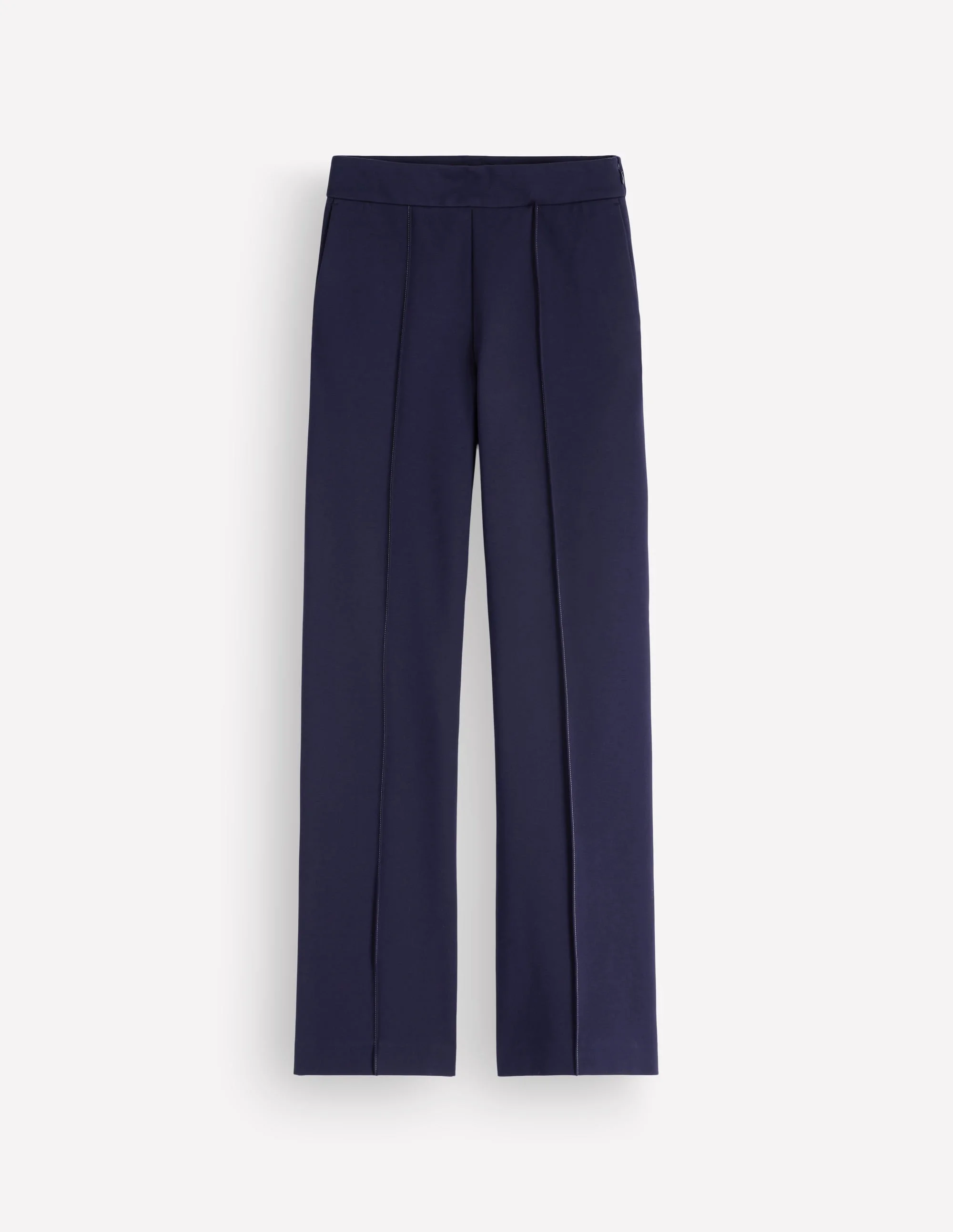 Straight Leg Ponte Pants-Navy Contrast Stitch - 1