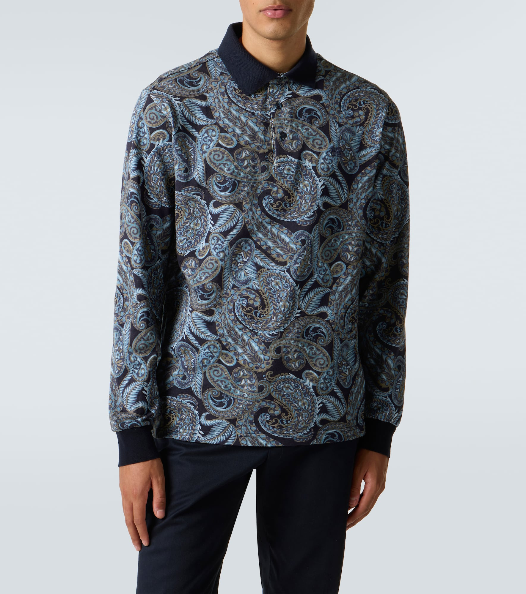 Paisley cotton polo sweater - 3
