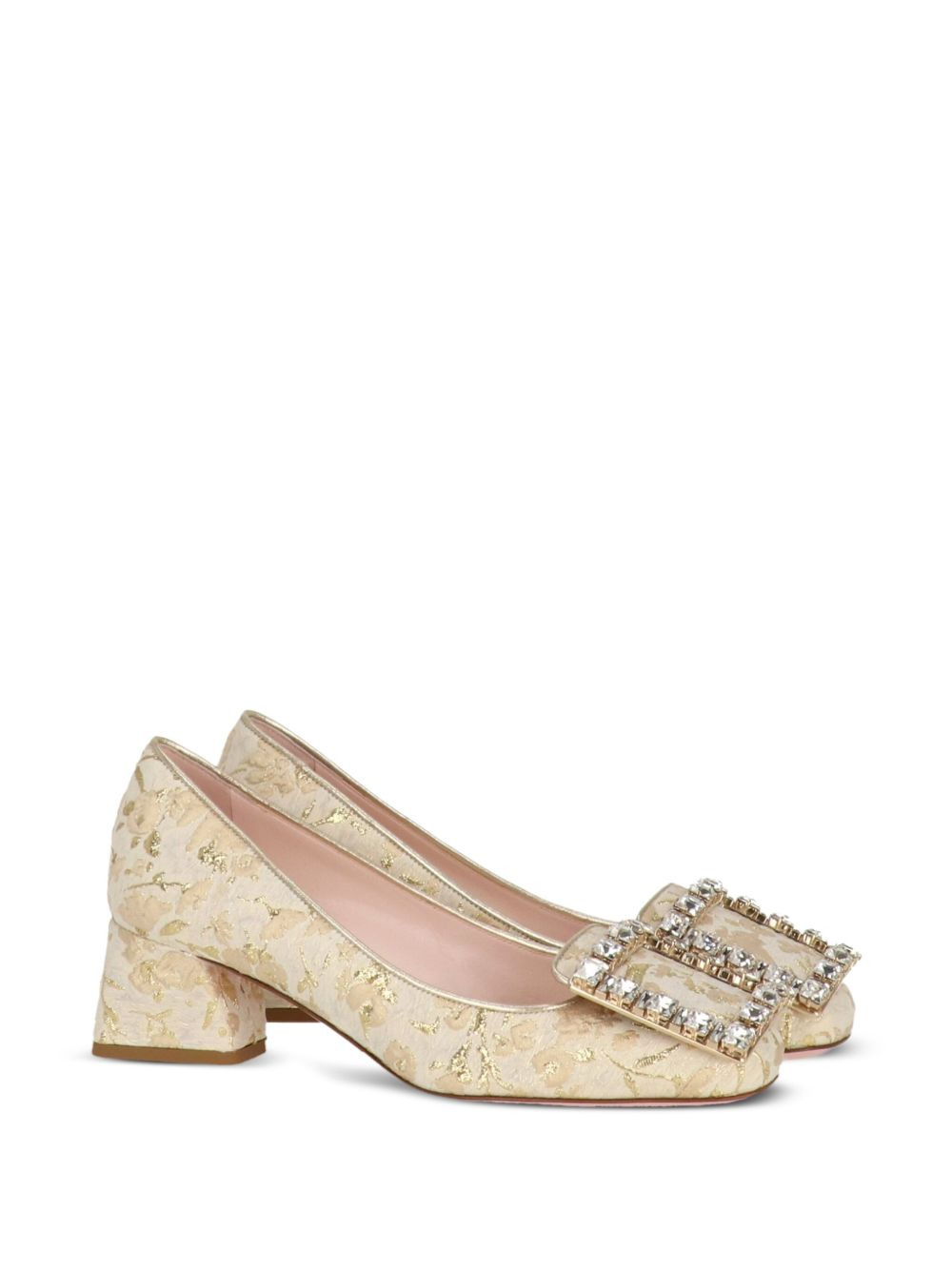 floral-brocade buckle pumps - 2