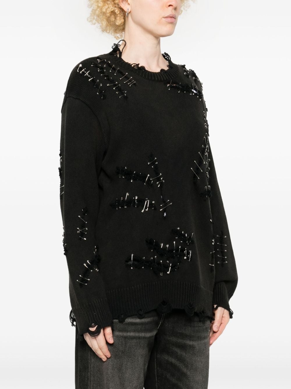 safety pin-embellishment sweater - 3