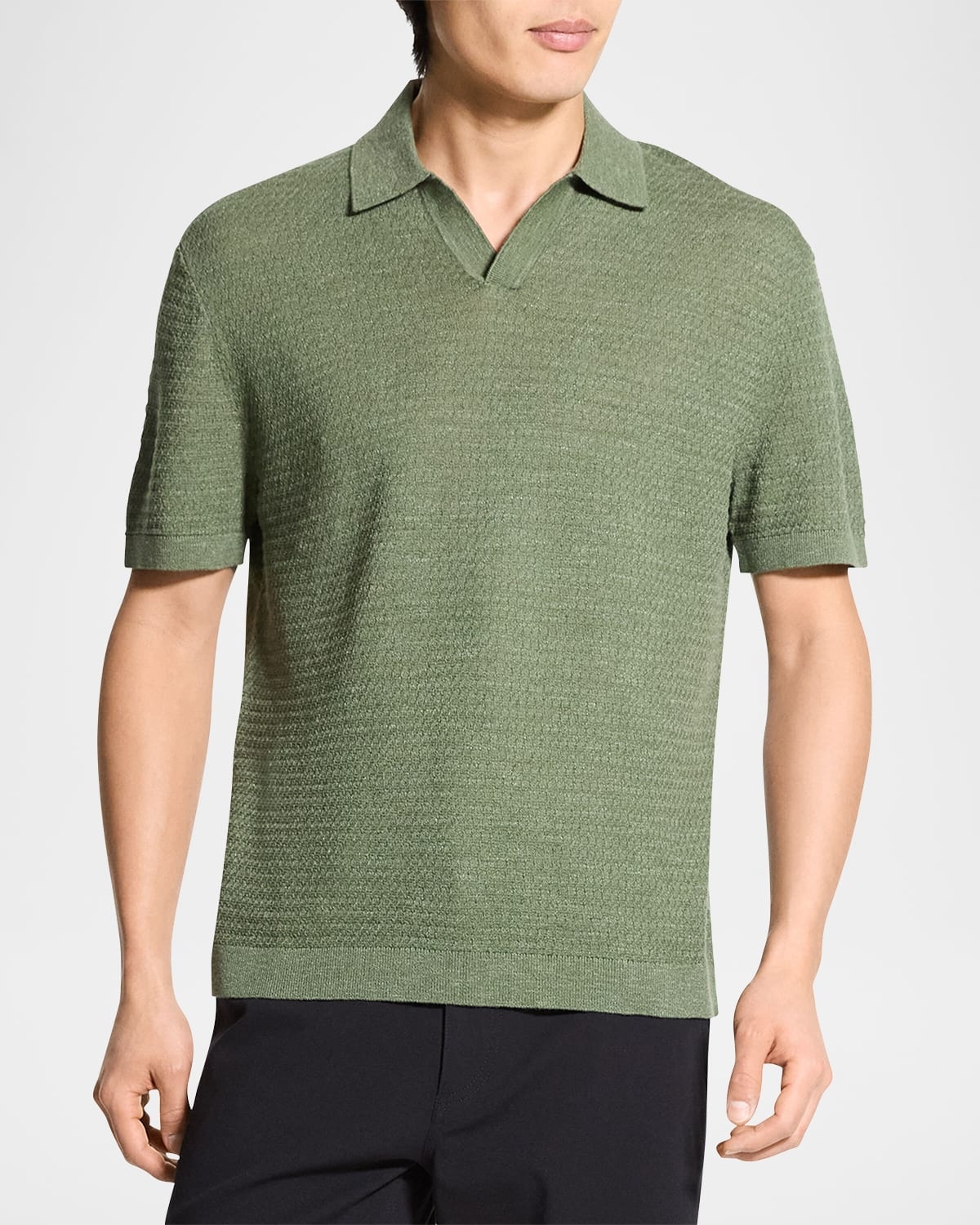 Men's Brenan Knit Short-Sleeve Johnny Collar Polo Sweater - 4