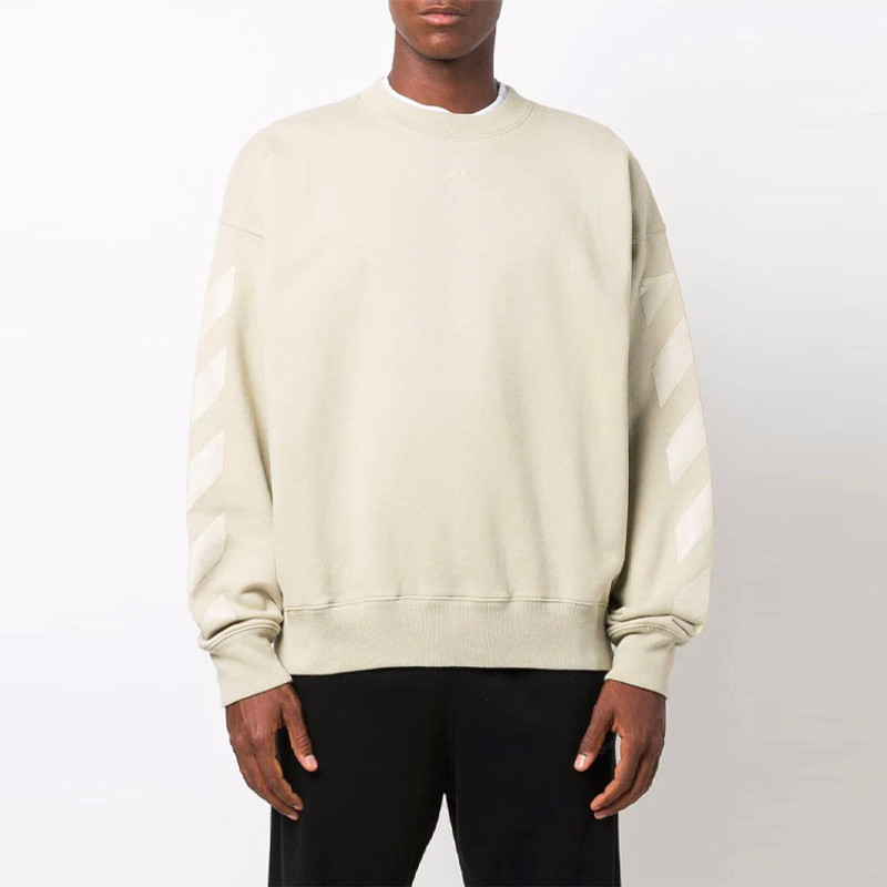 Off-White Men's Off-White FW21 Logo Pattern Round Neck Pullover Loose Fit Cream Yellow OMBA054F21FLE0071717 outlook