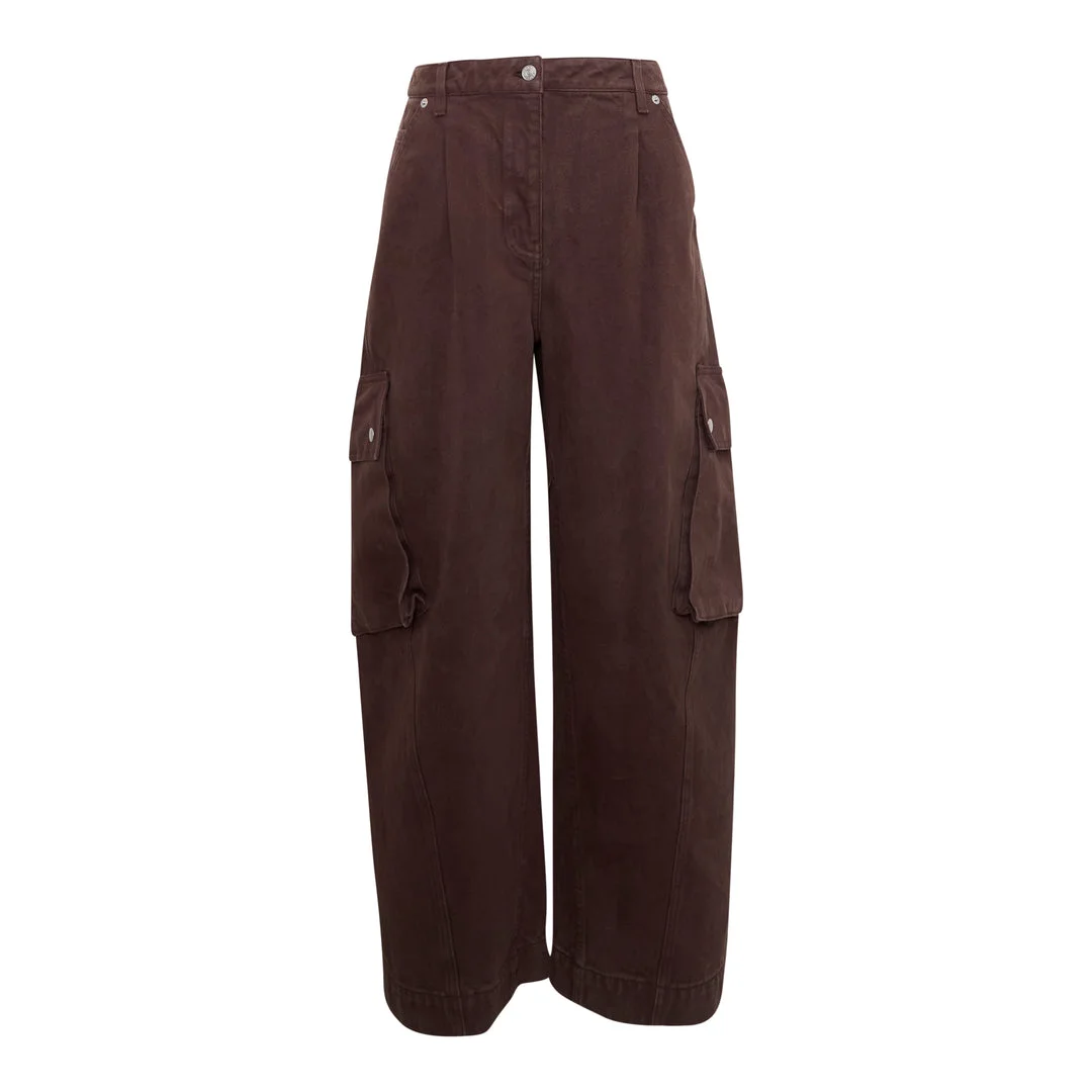 Wide Leg Denim Cargo Pants - 1