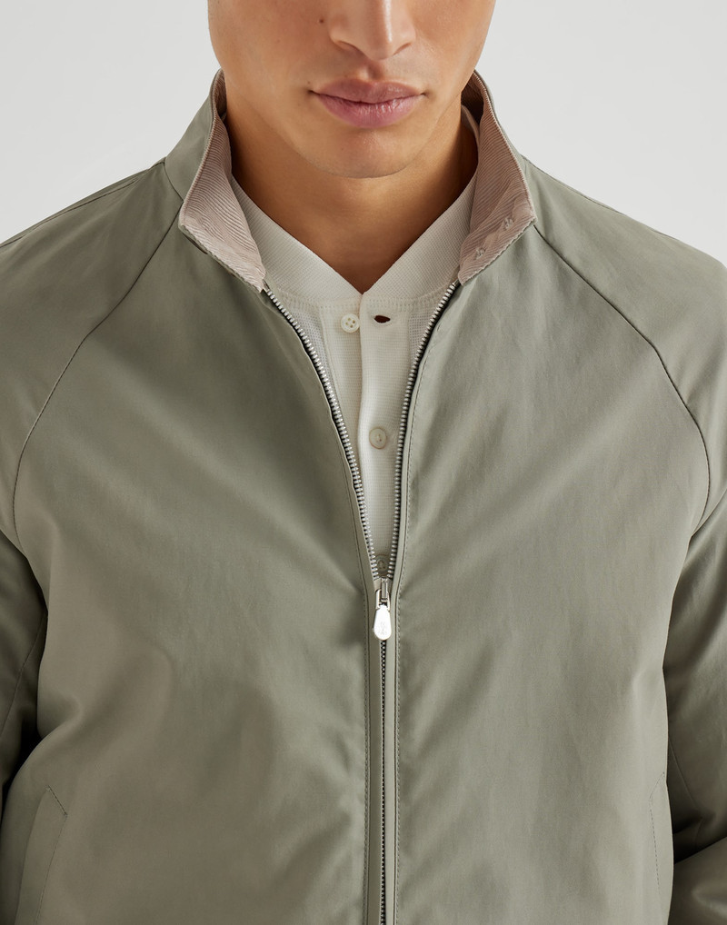 Water-resistant techno cotton gabardine outerwear jacket with stand collar 4
