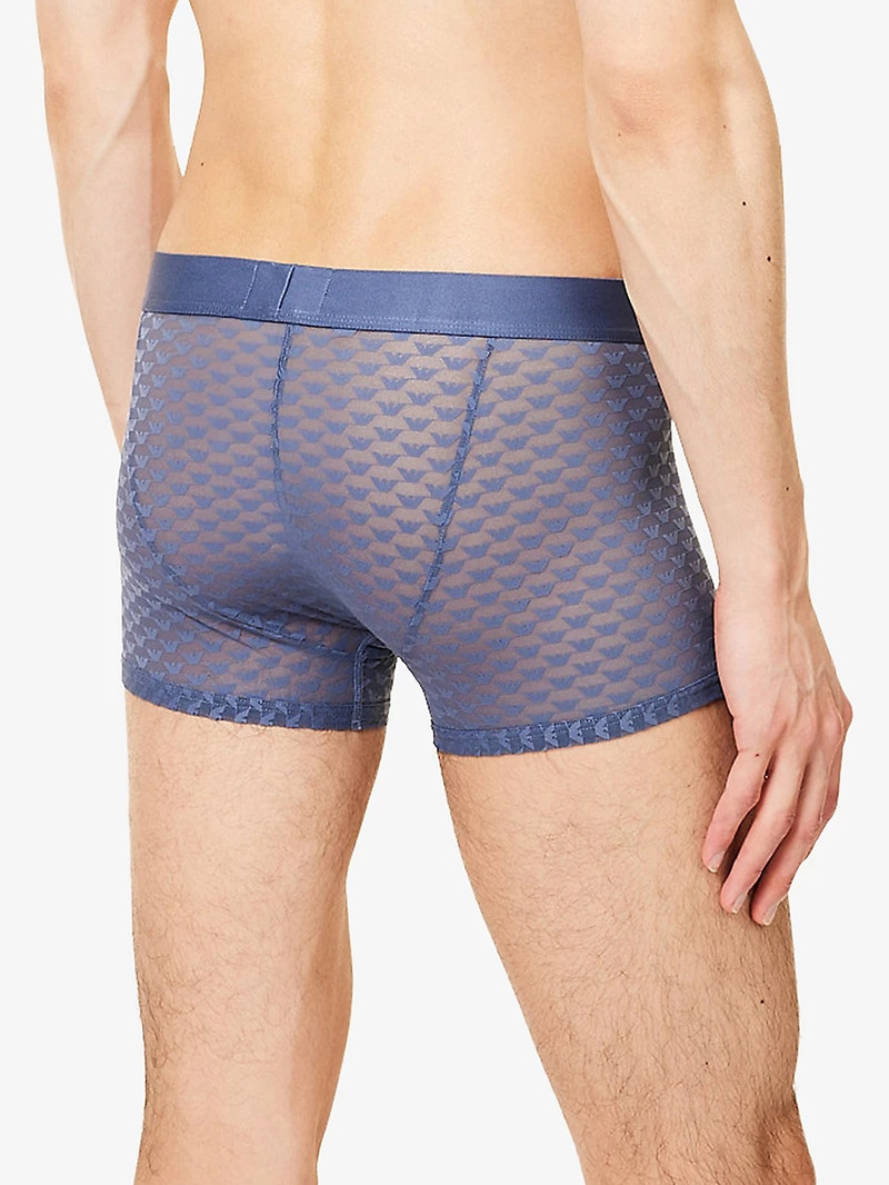 EMPORIO ARMANI Monogram Mid-Rise Stretch-Woven Trunks outlook