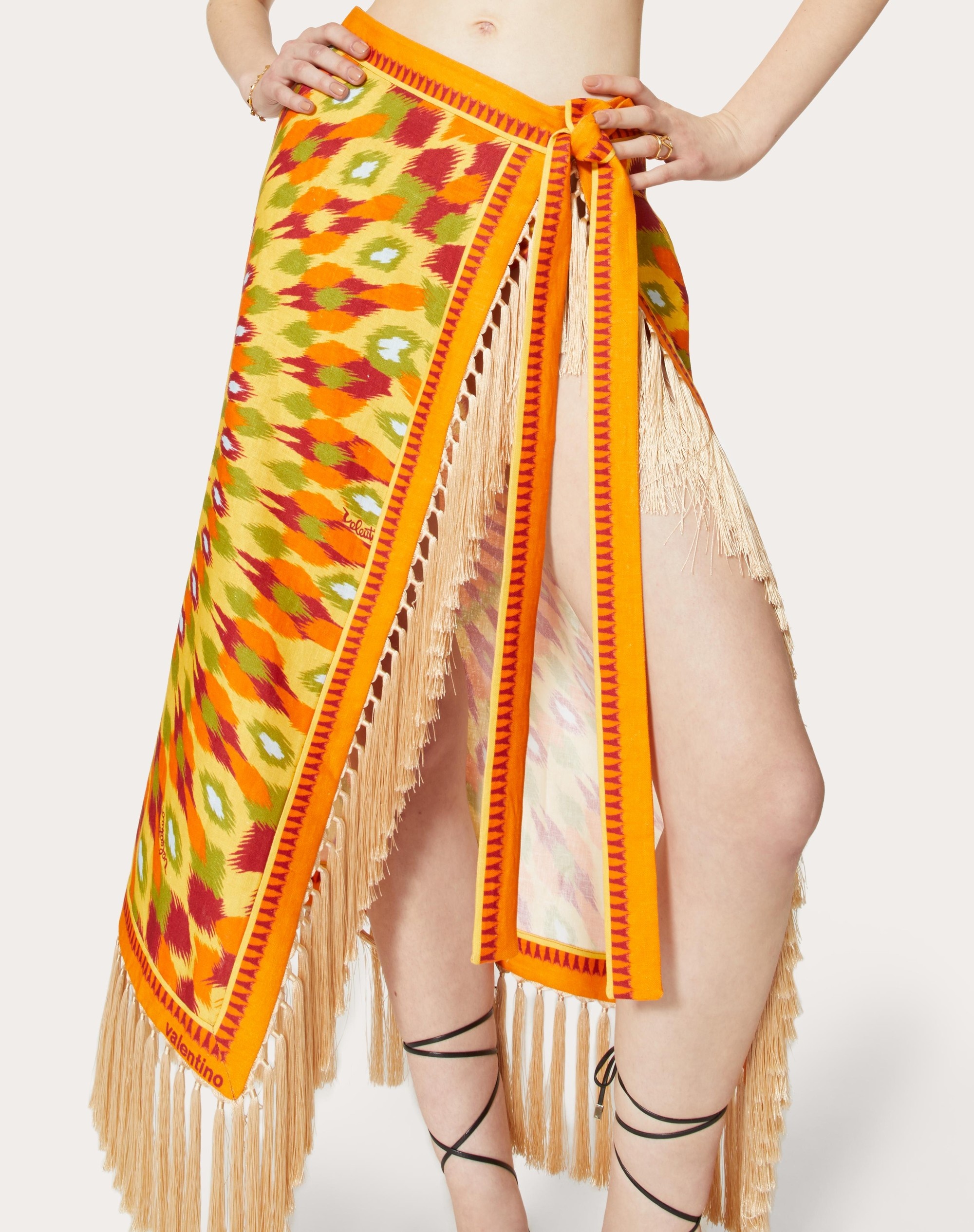 ROUND RAIN PRINT LINEN SKIRT - 5