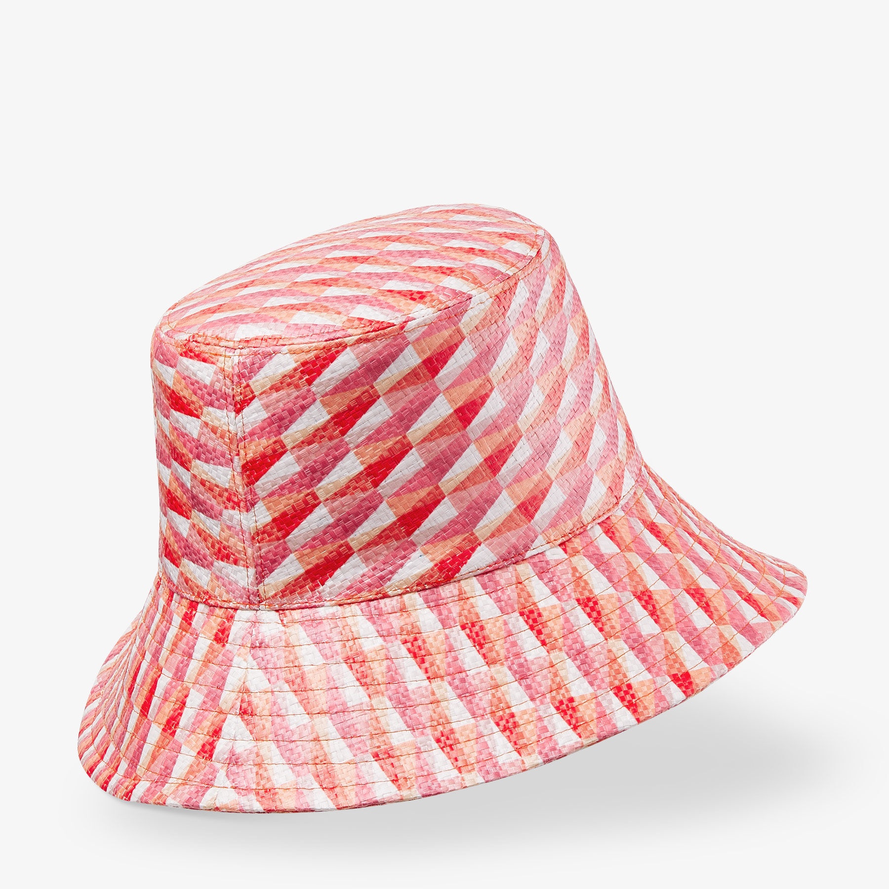 Catalie
Paprika/Candy Pink Diamond Print Fabric Embroidered Sun Hat - 4
