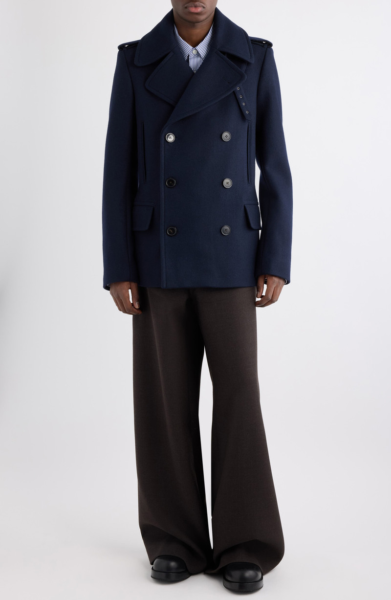 Dries Van Noten Dries Van Noten Rafaell Double Breasted Wool Blend Peacoat in Navy at Nordstrom outlook