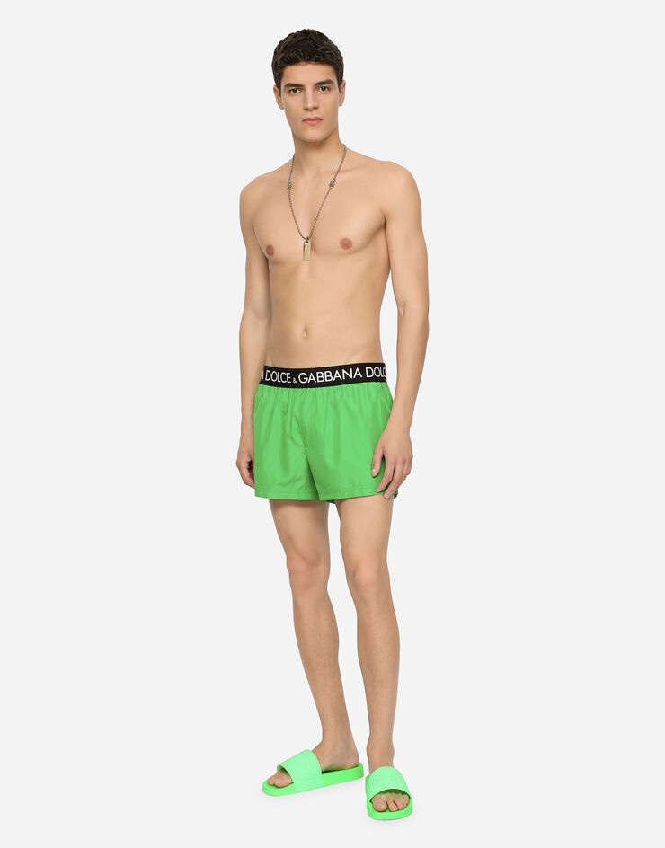 Short swim trunks with branded stretch waistband - 3