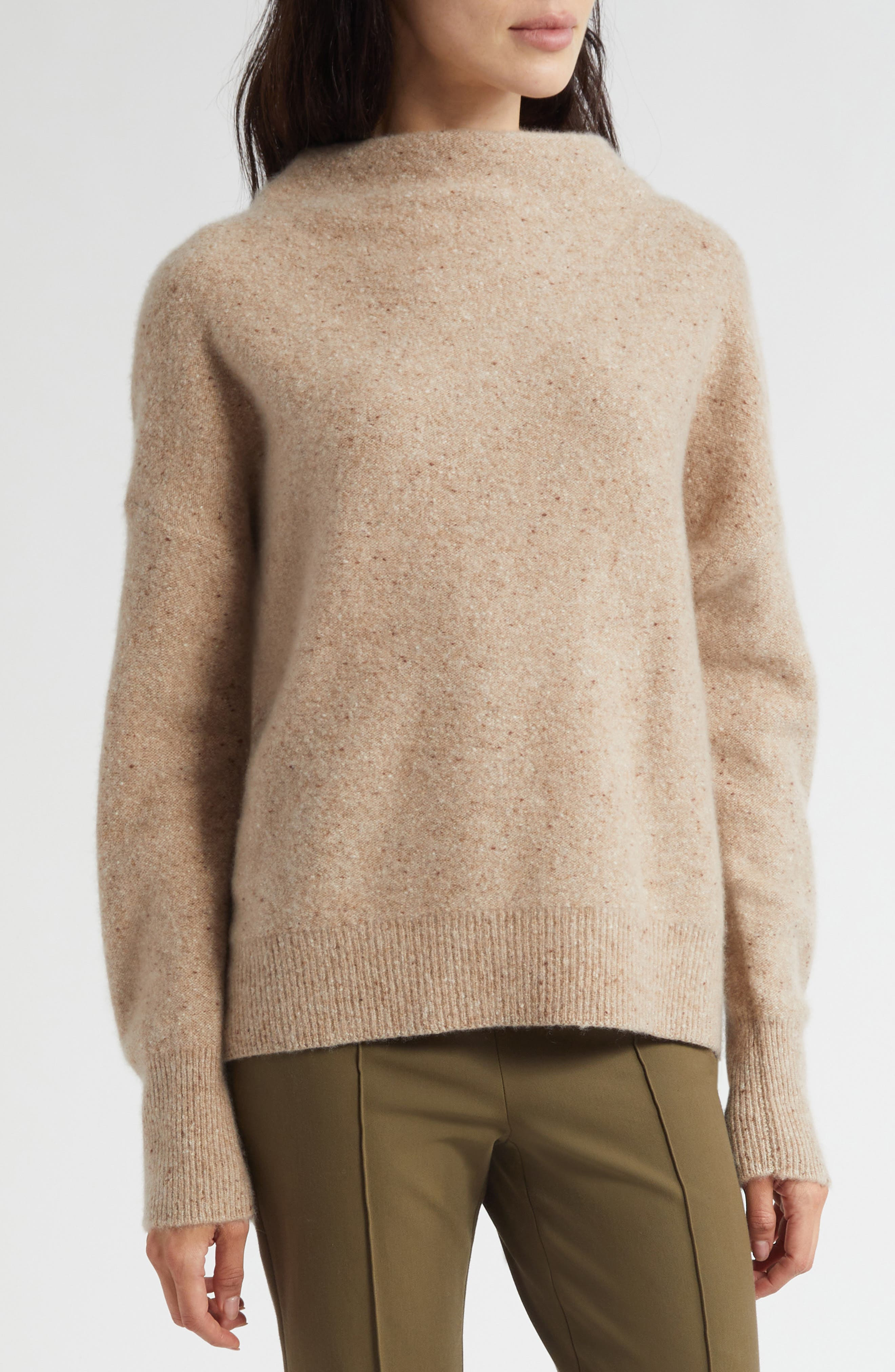 Vince Donegal Funnel Neck Cashmere Sweater in Heather Oat Donegal at Nordstrom - 5