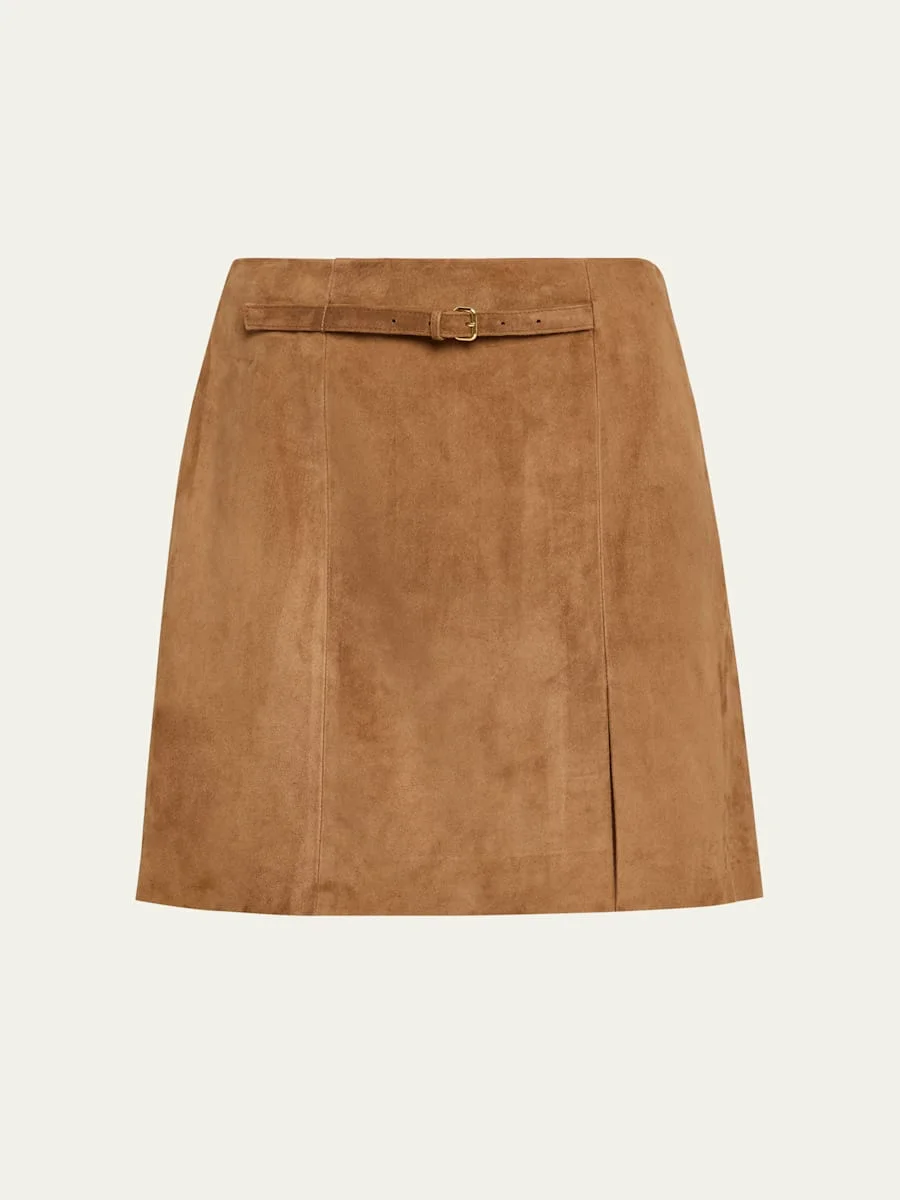 Mid-Rise Suede Mini Skirt - 1