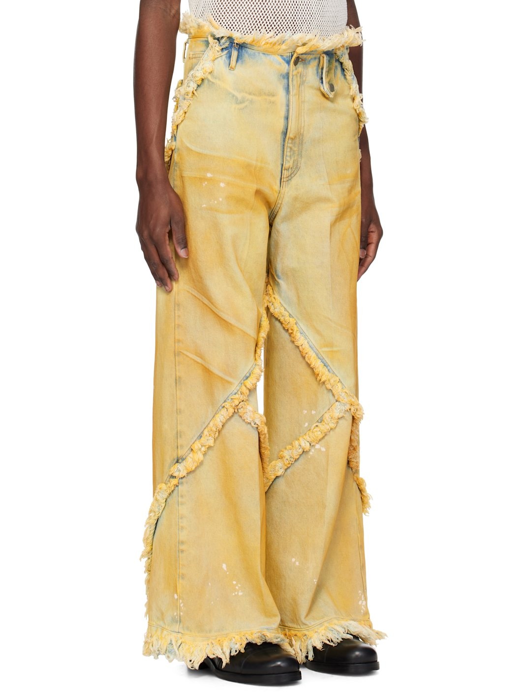 Beige Argyle Jeans - 2