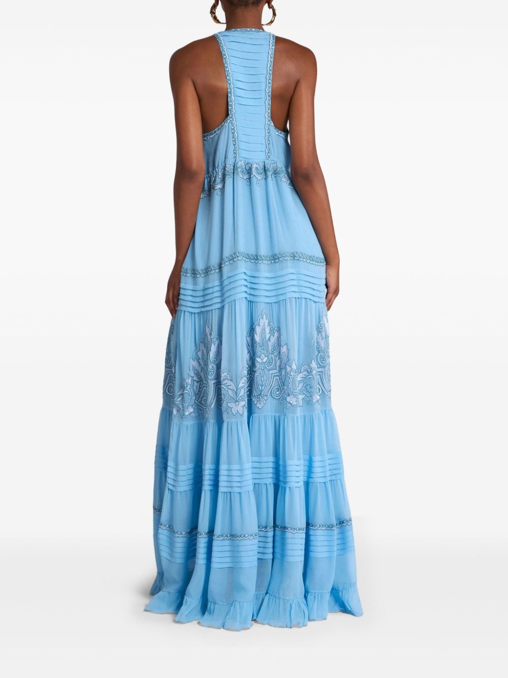 floral-embroidered silk dress - 3
