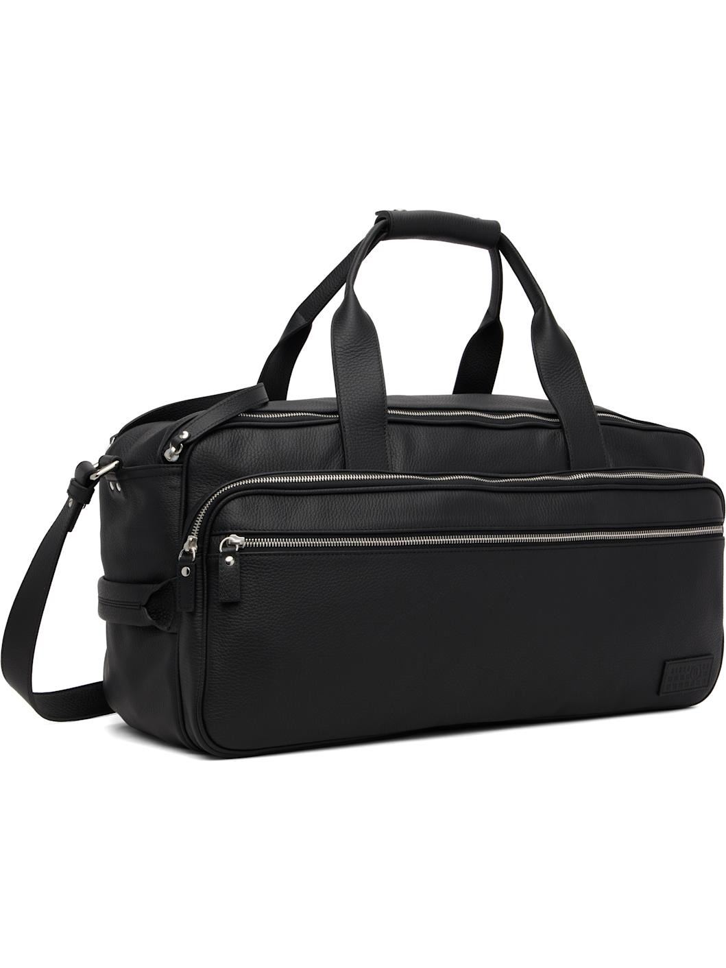 Black Leather Travel Duffle Bag - 2
