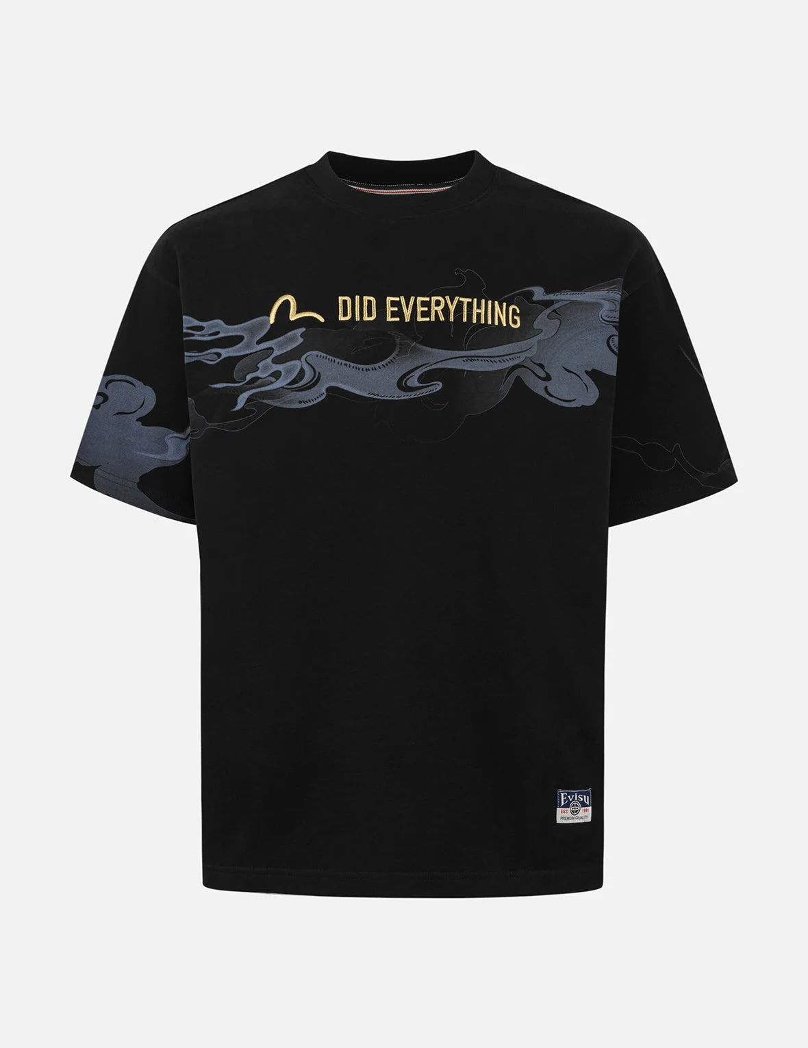 Cloud Print and Logo Sashiko Embroidery Relax Fit T-shirt - 1