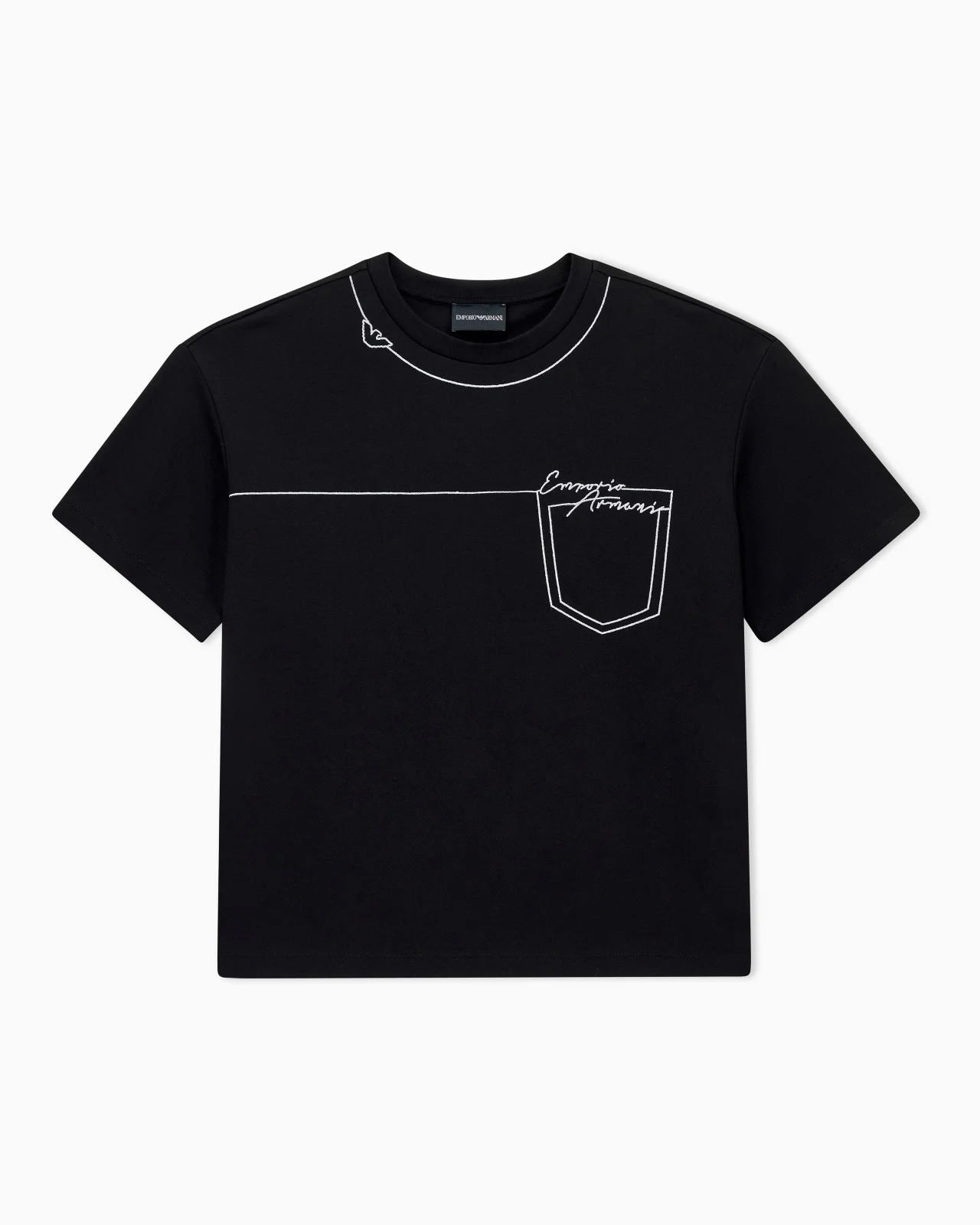 T-SHIRT IN STRETCH VISCOSE WITH A POCKET OUTLINE - 1
