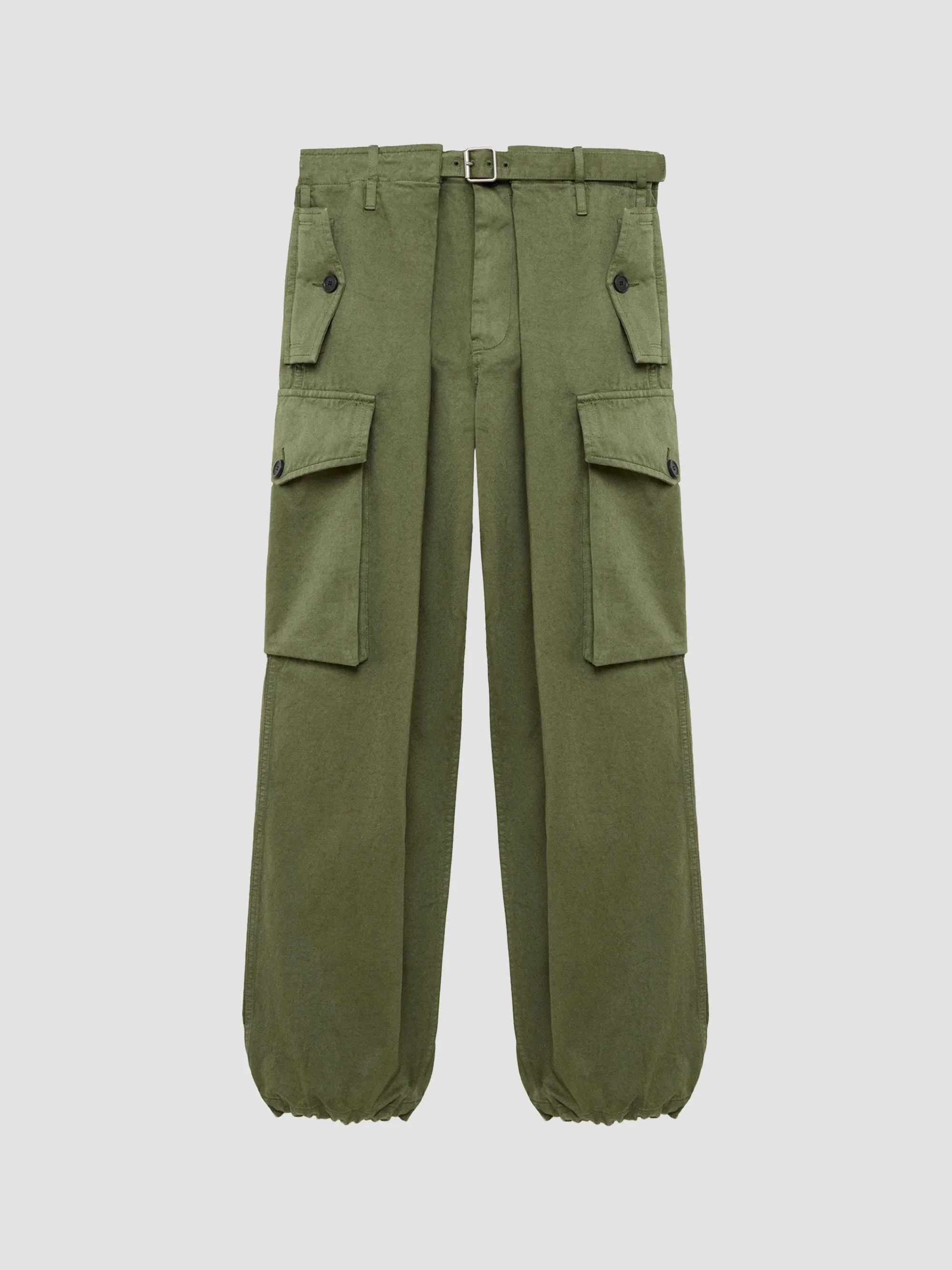 Women's Cotton Cargo Trousers - Khaki Green - 1