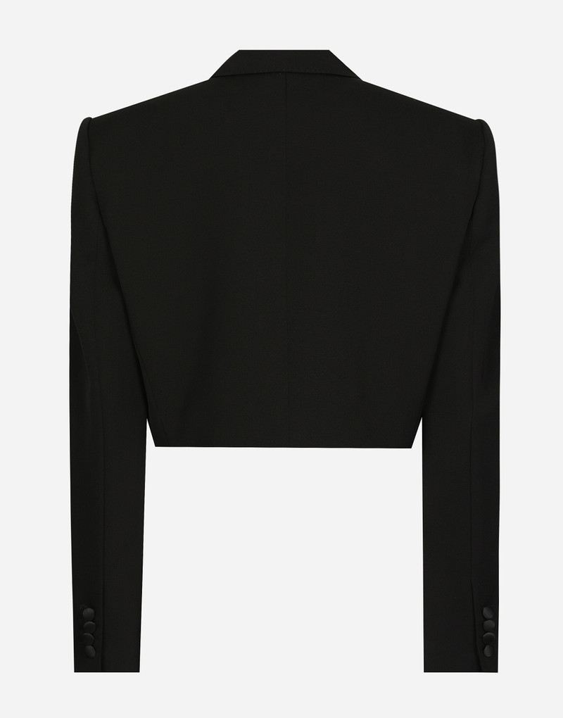 Dolce & Gabbana Short wool gabardine tuxedo jacket outlook
