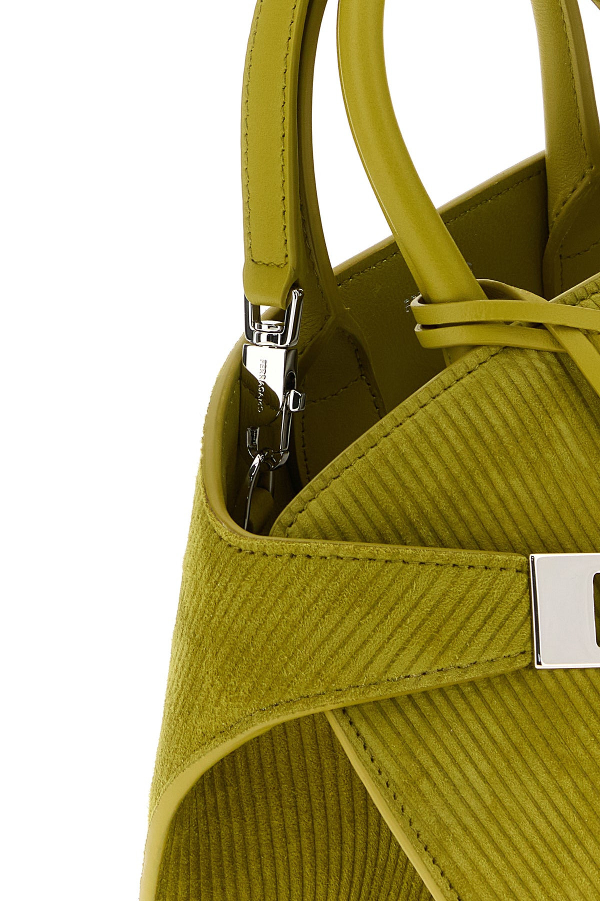 Pistachio green suede mini Hug handbag - 4