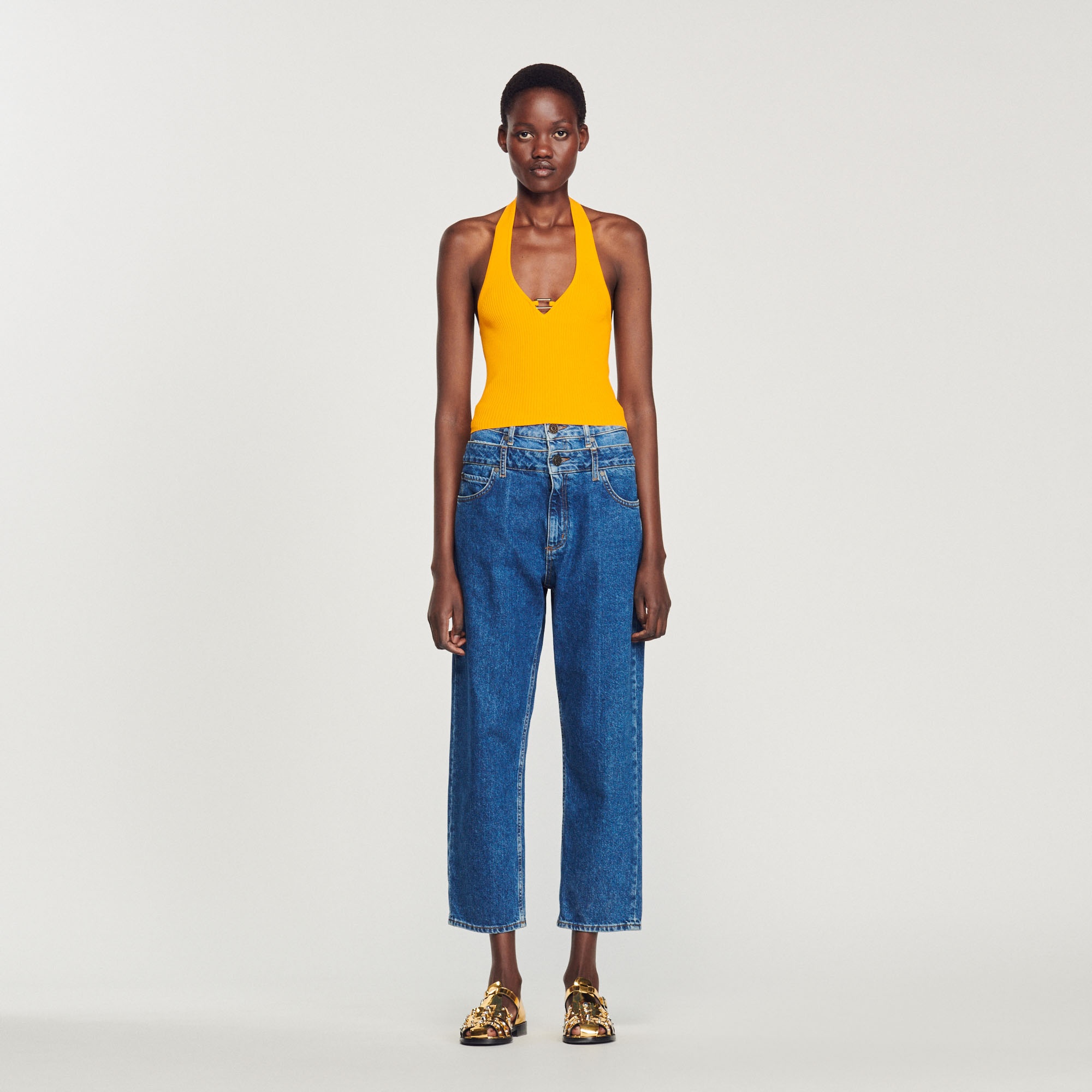 Knitted crop top with ring detail - 3
