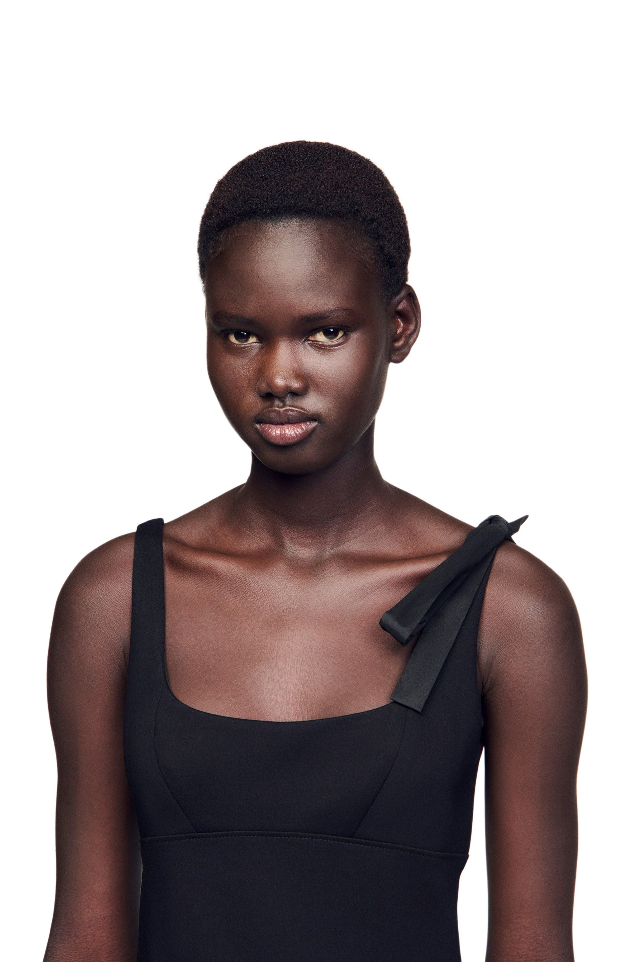 SANDRO Long dual-material dress in Black at Nordstrom - 5