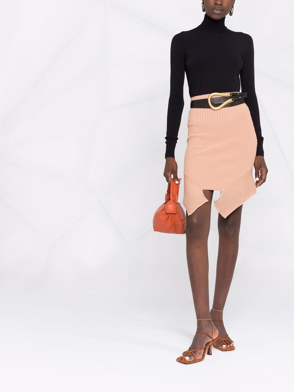 ribbed-knit asymmetric skirt - 2