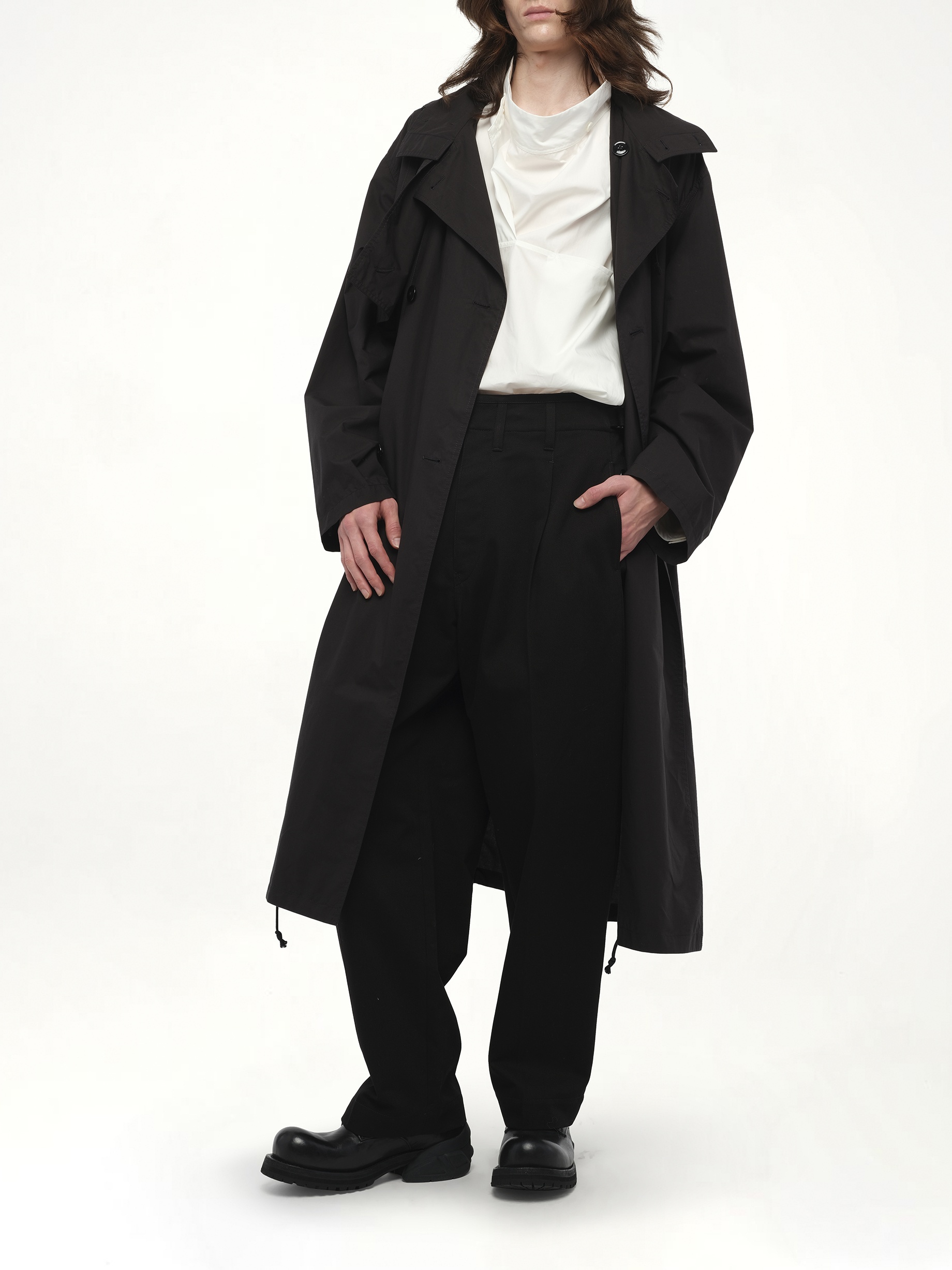Light Hooded Trench in Black - 4