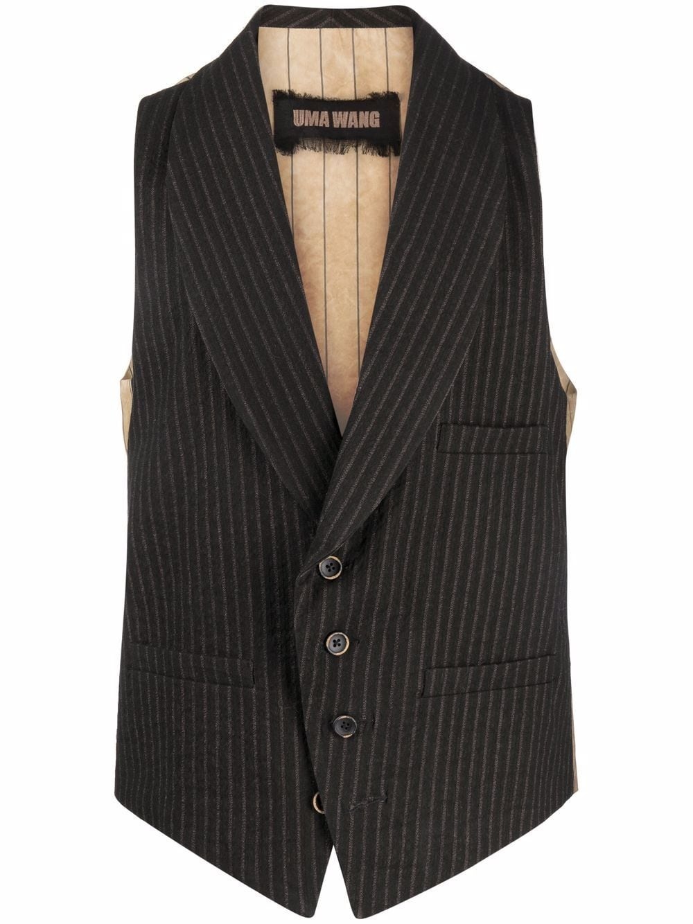 pinstripe deep-V waistcoat - 1