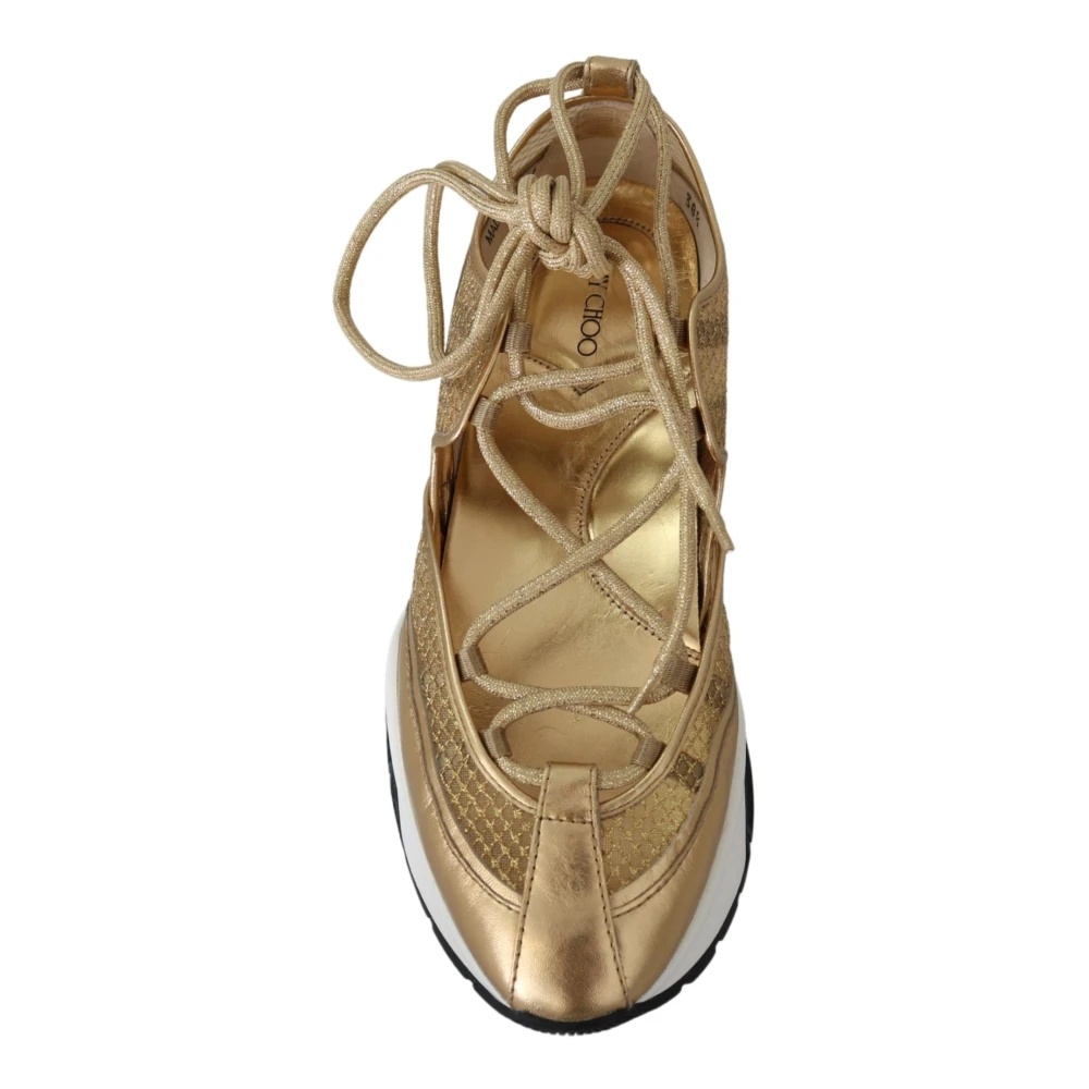 GOLDEN GLAMOUR MESH LEATHER SNEAKERS - 4