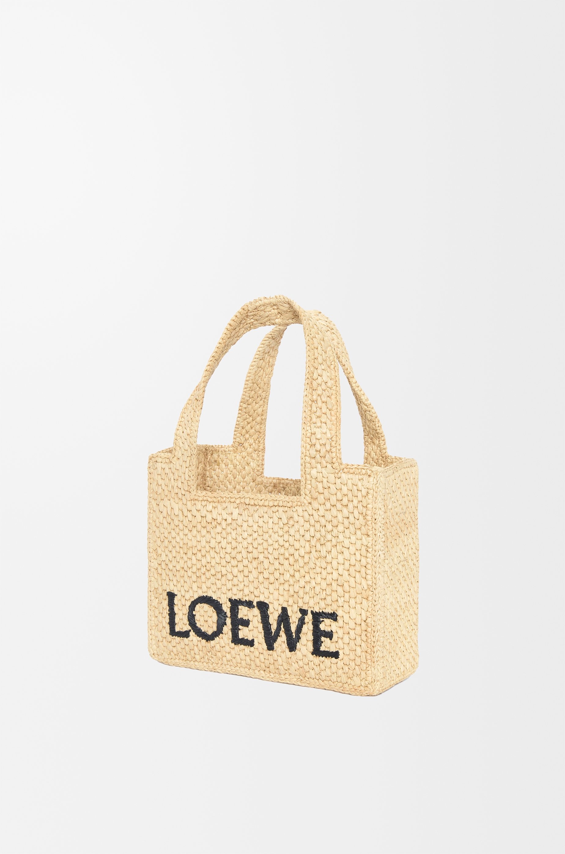 Mini LOEWE Font tote in raffia - 4
