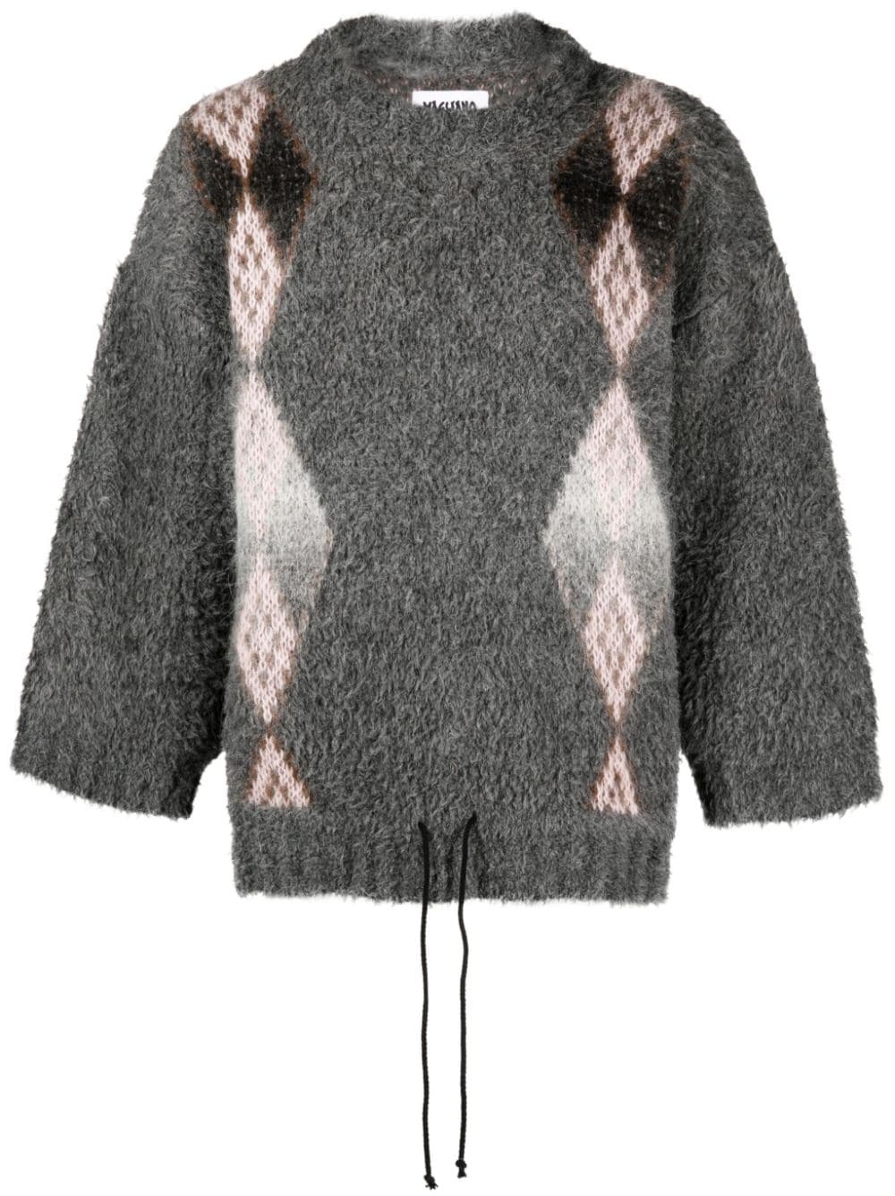 brushed-effect knitted drawstring jumper - 1