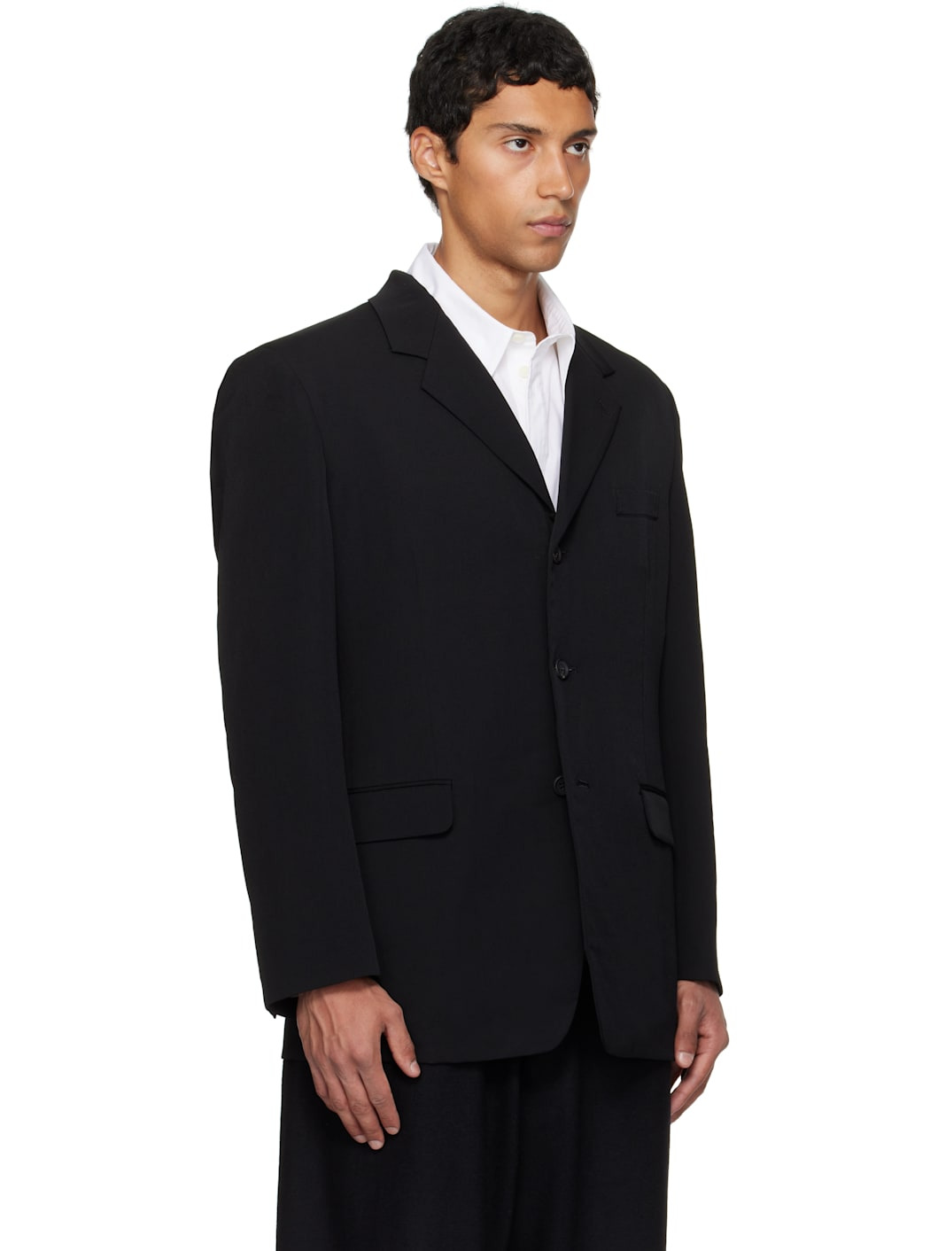 Black Suit Gabardine CDH 3Buttons Blazer - 2