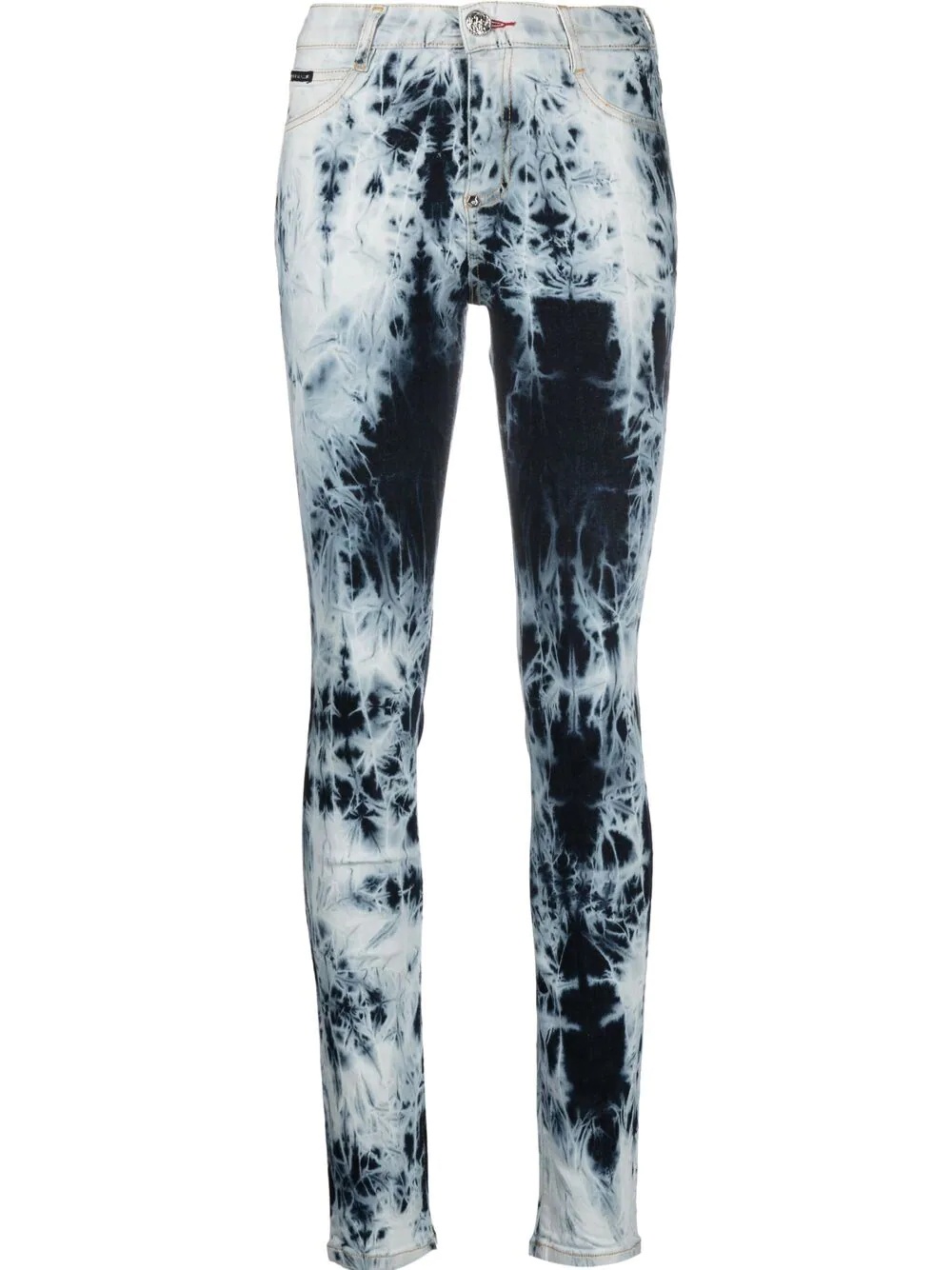 high-waisted acid-wash jeggings - 1