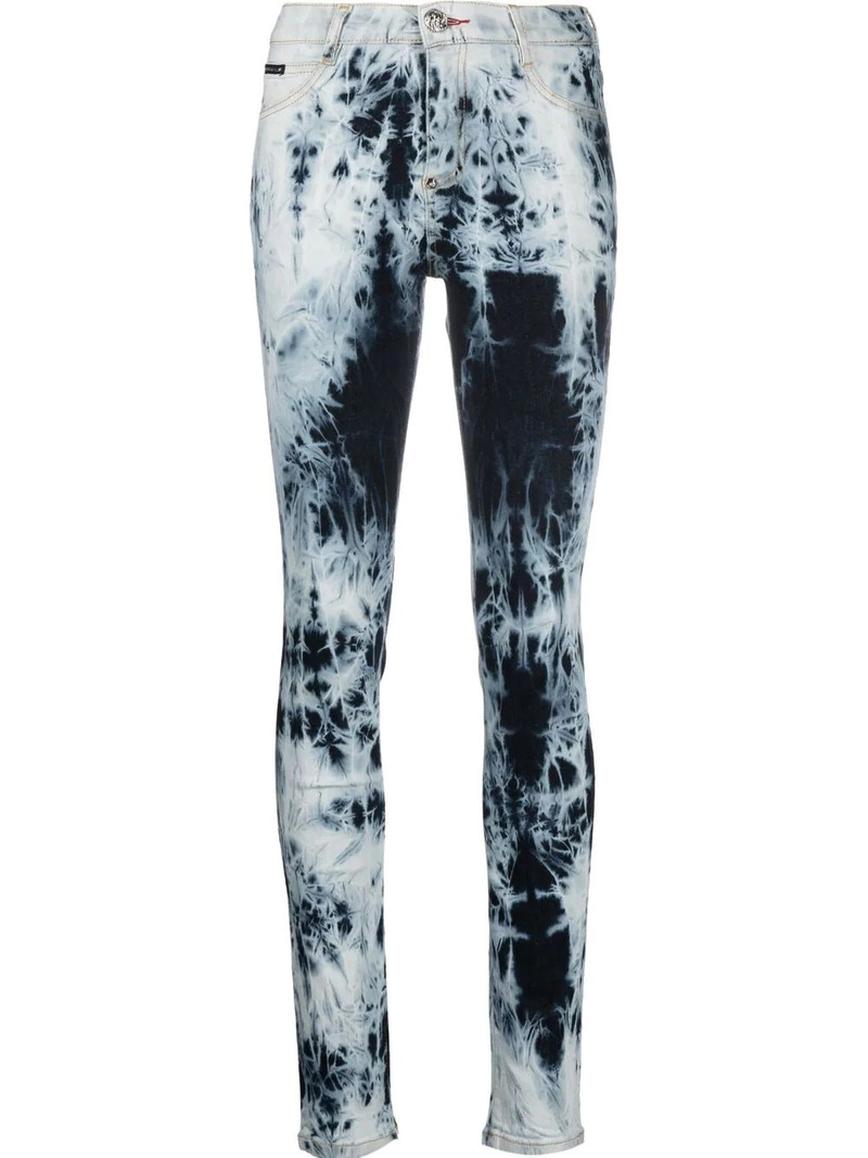 high-waisted acid-wash jeggings 1