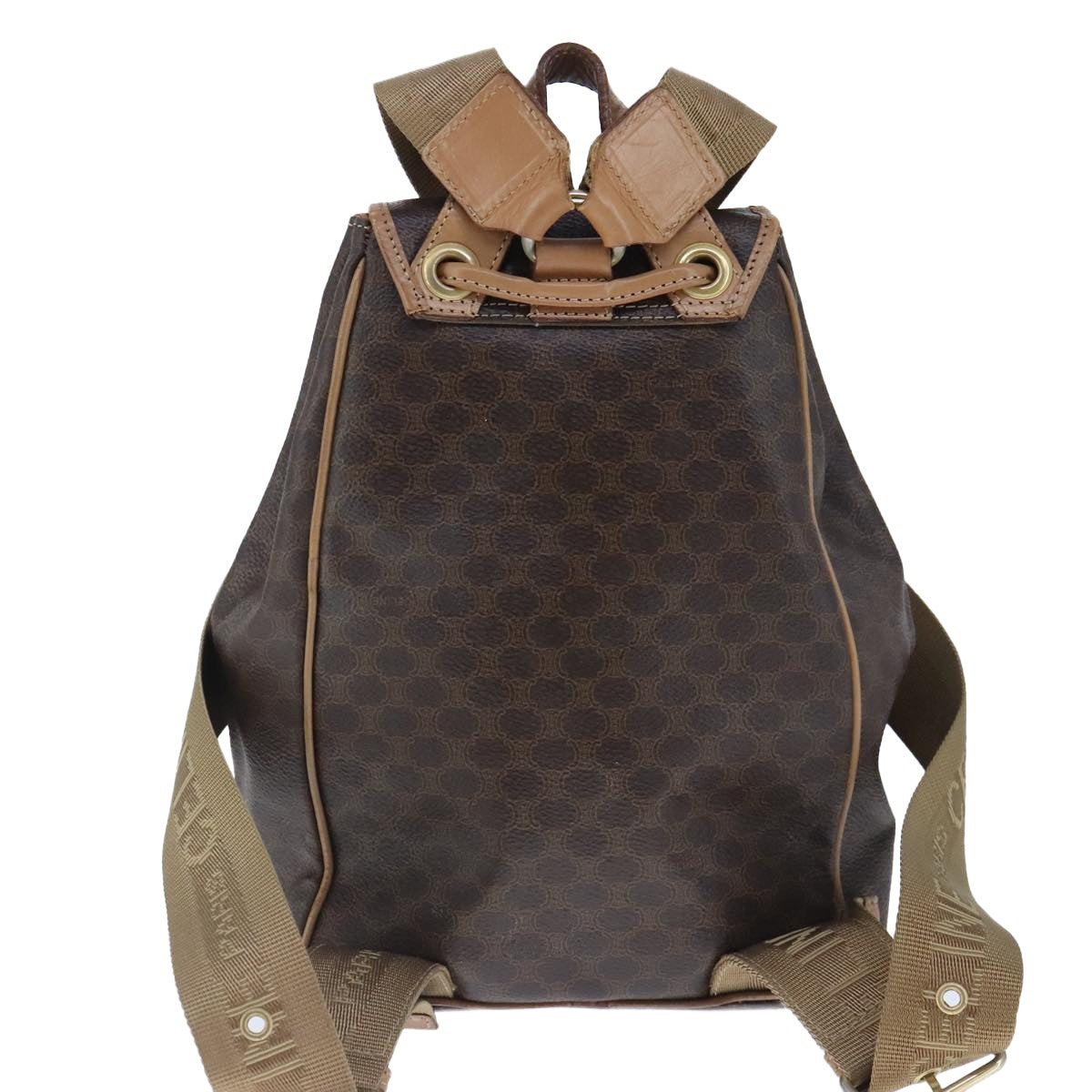 CELINE Macadam Canvas Backpack Pvc Leather Brown Gold - 3