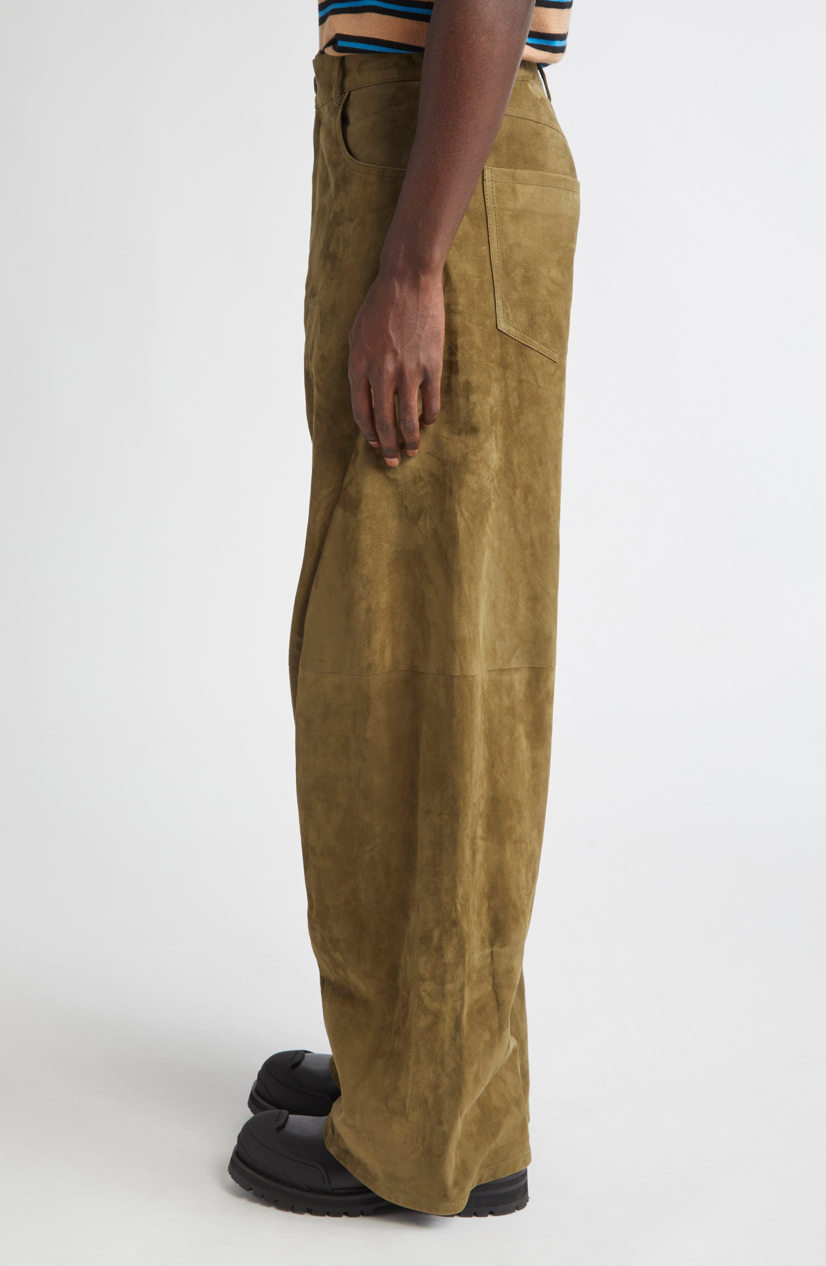 Marni Suede Wide Leg Pants in Sage at Nordstrom - 4