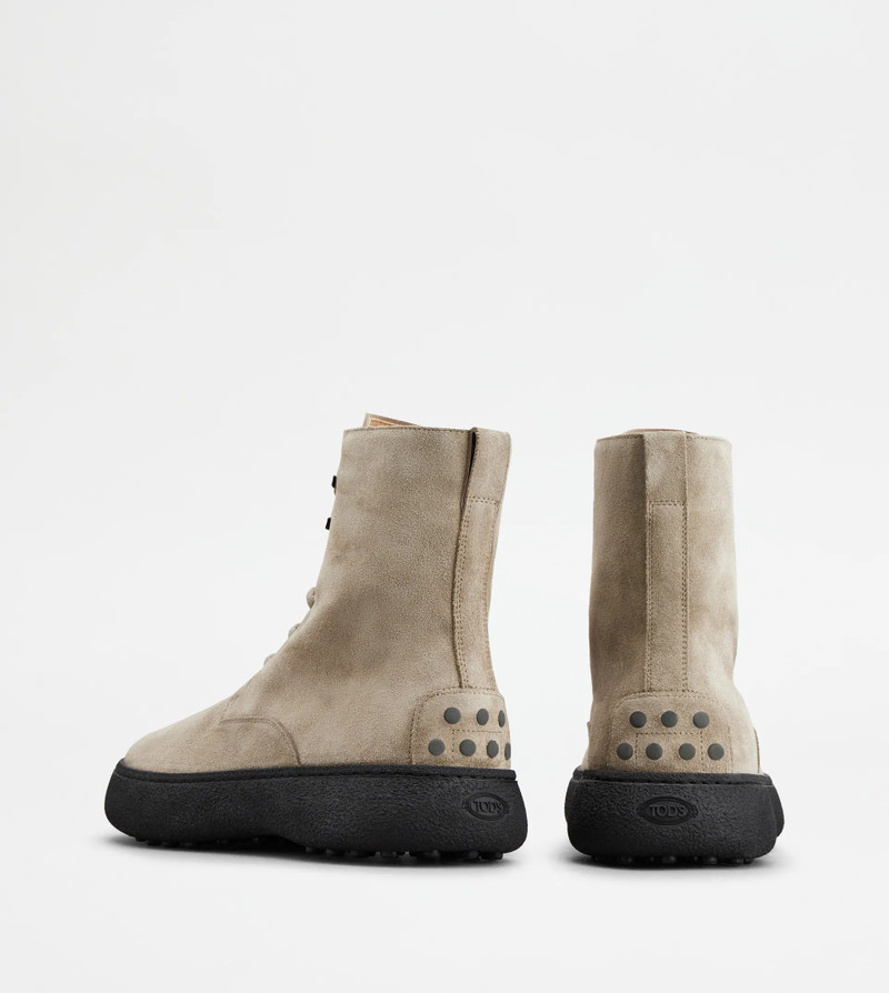 TOD'S W. G. LACE-UP ANKLE BOOTS IN SUEDE - BEIGE 3