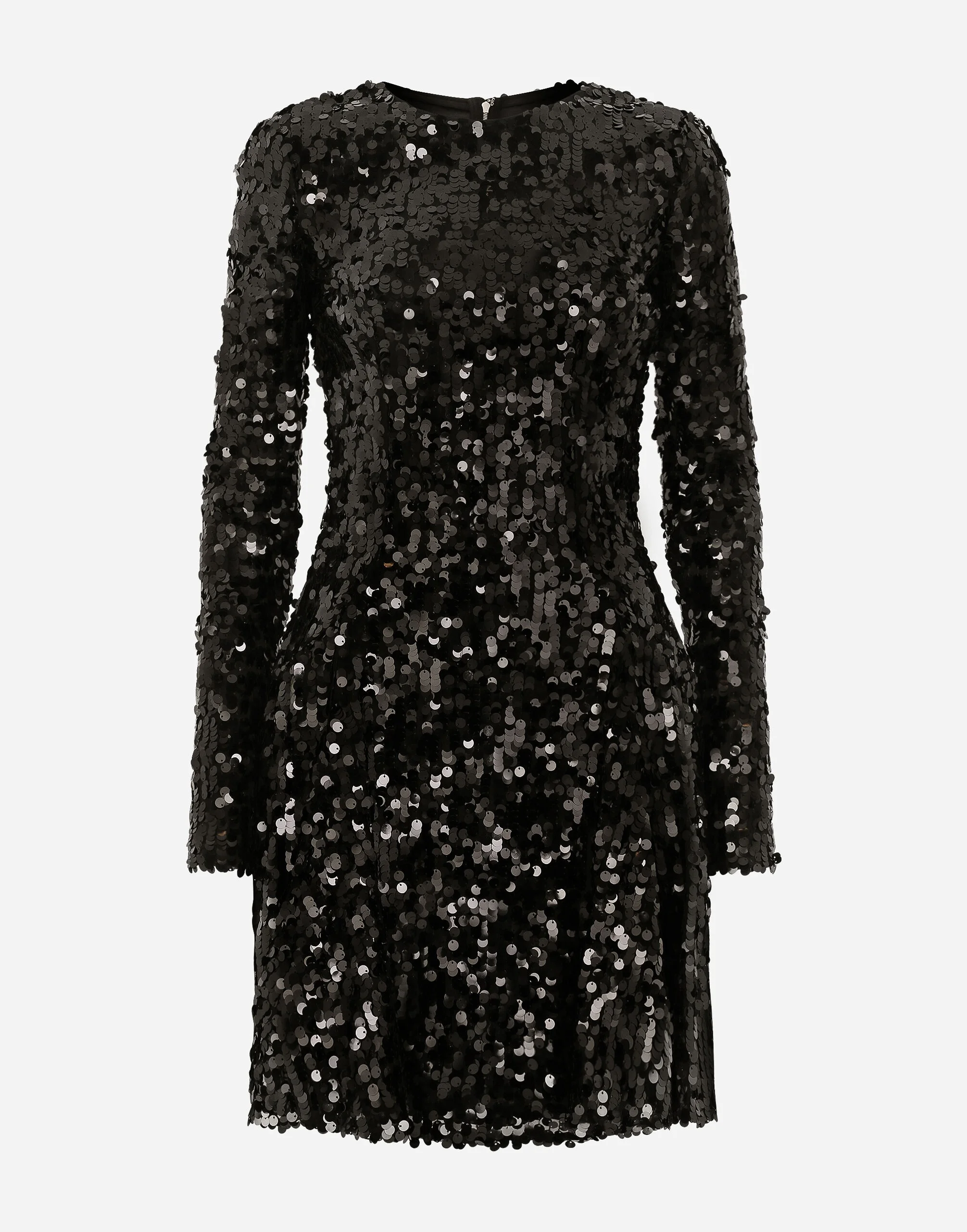 Short long-sleeved sequined dress - 1