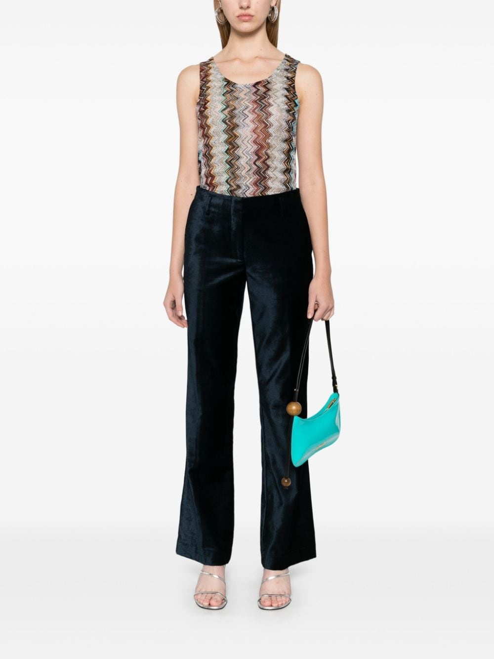 zigzag-motif lamé top - 2