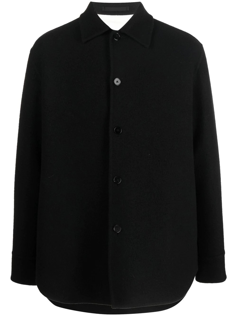 button-up wool shirt jacket - 1