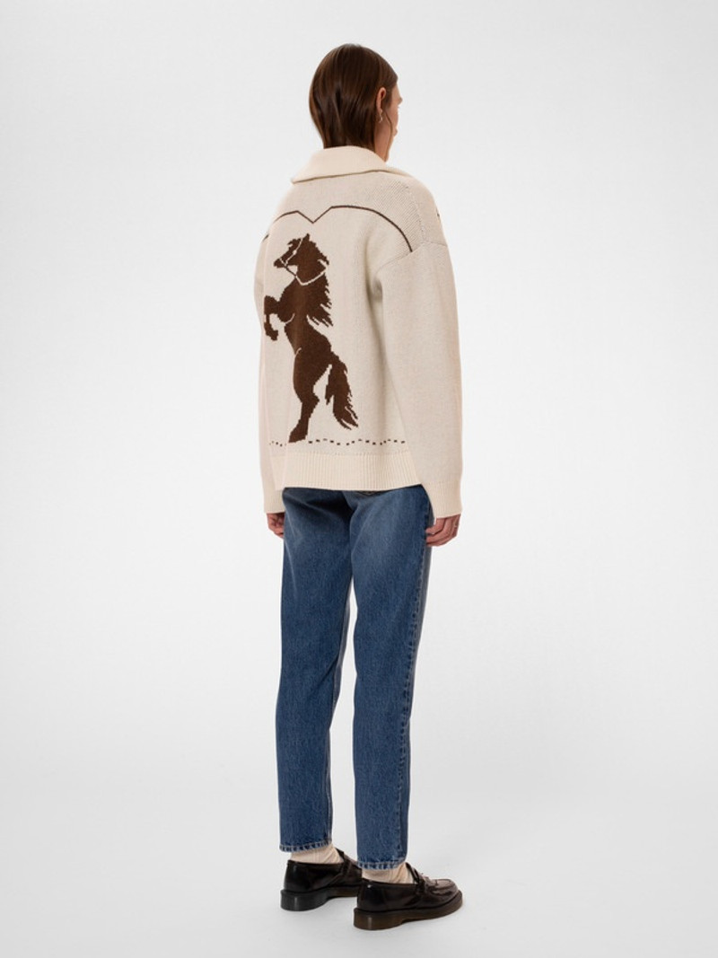 Nudie Jeans Sharon Western Knit Cardigan Chalk White outlook