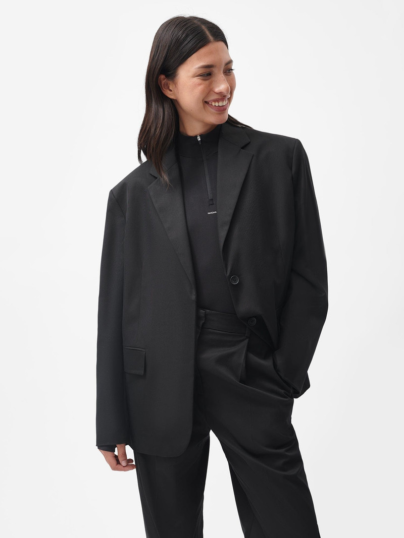 PANGAIA Women's Organic Cotton Oversized Tailored Blazer - Black outlook