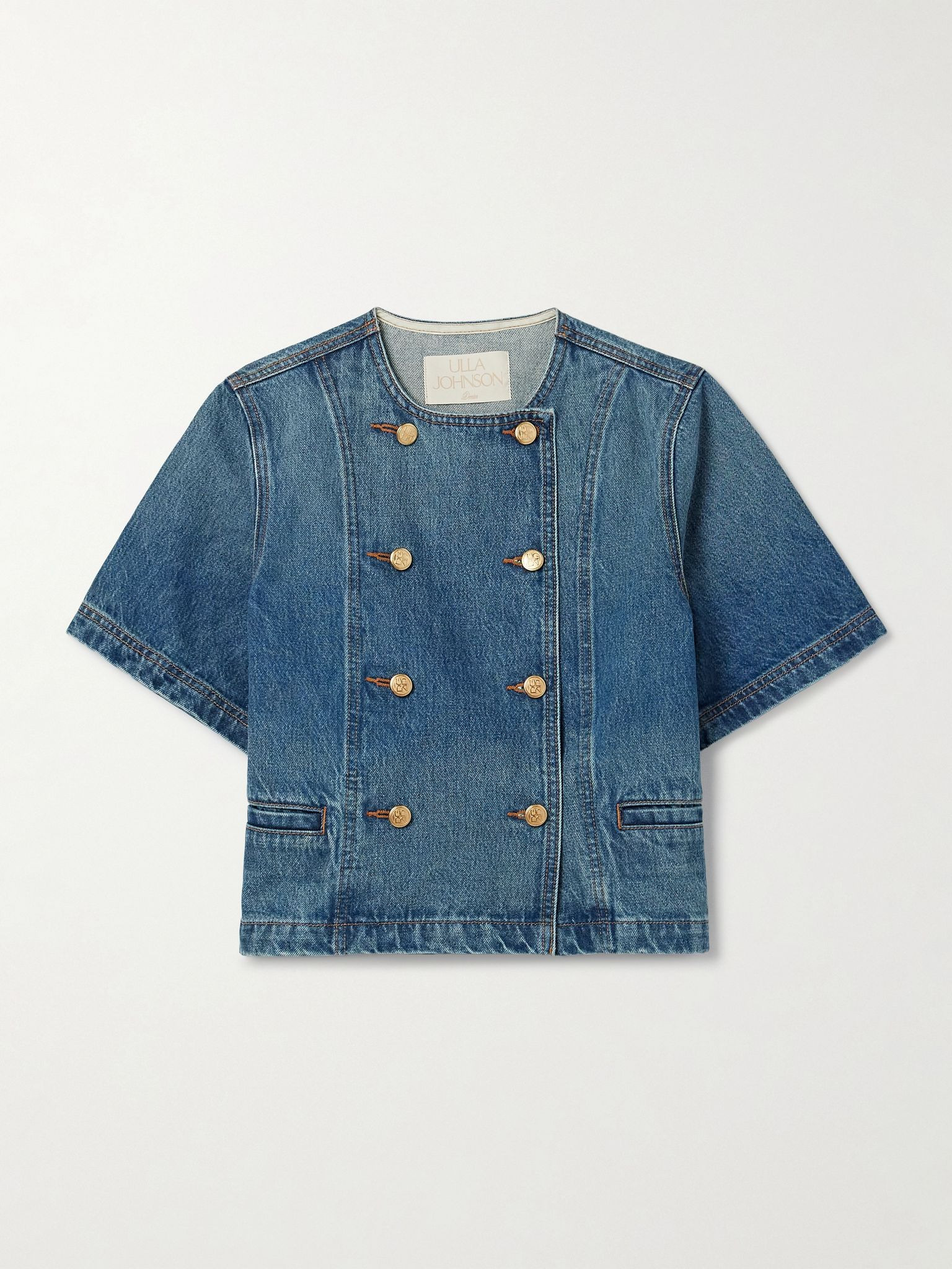 Serge double-breasted denim jacket Mid denim - 1