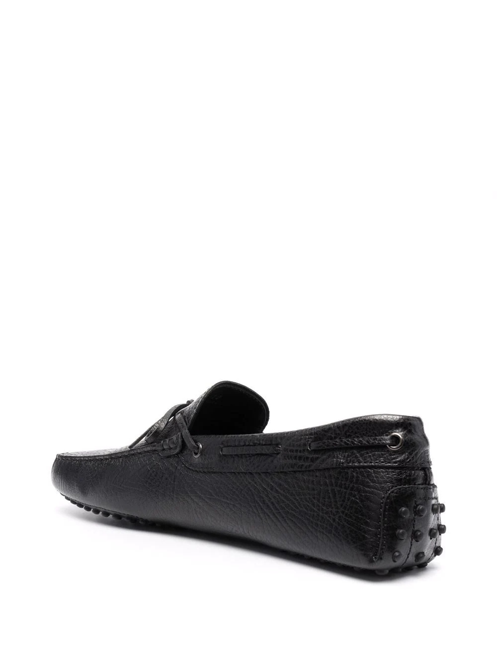 lace-up pebbled loafers - 3