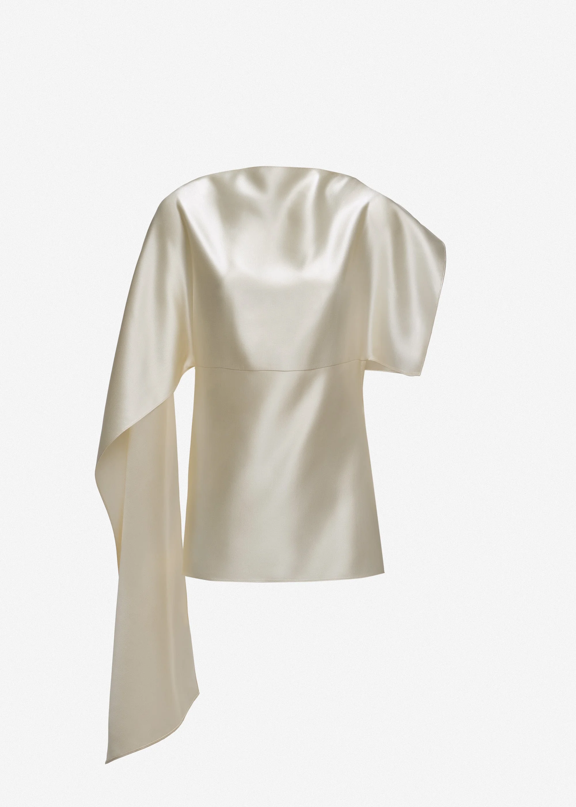 Silk draped top in ivory - 1