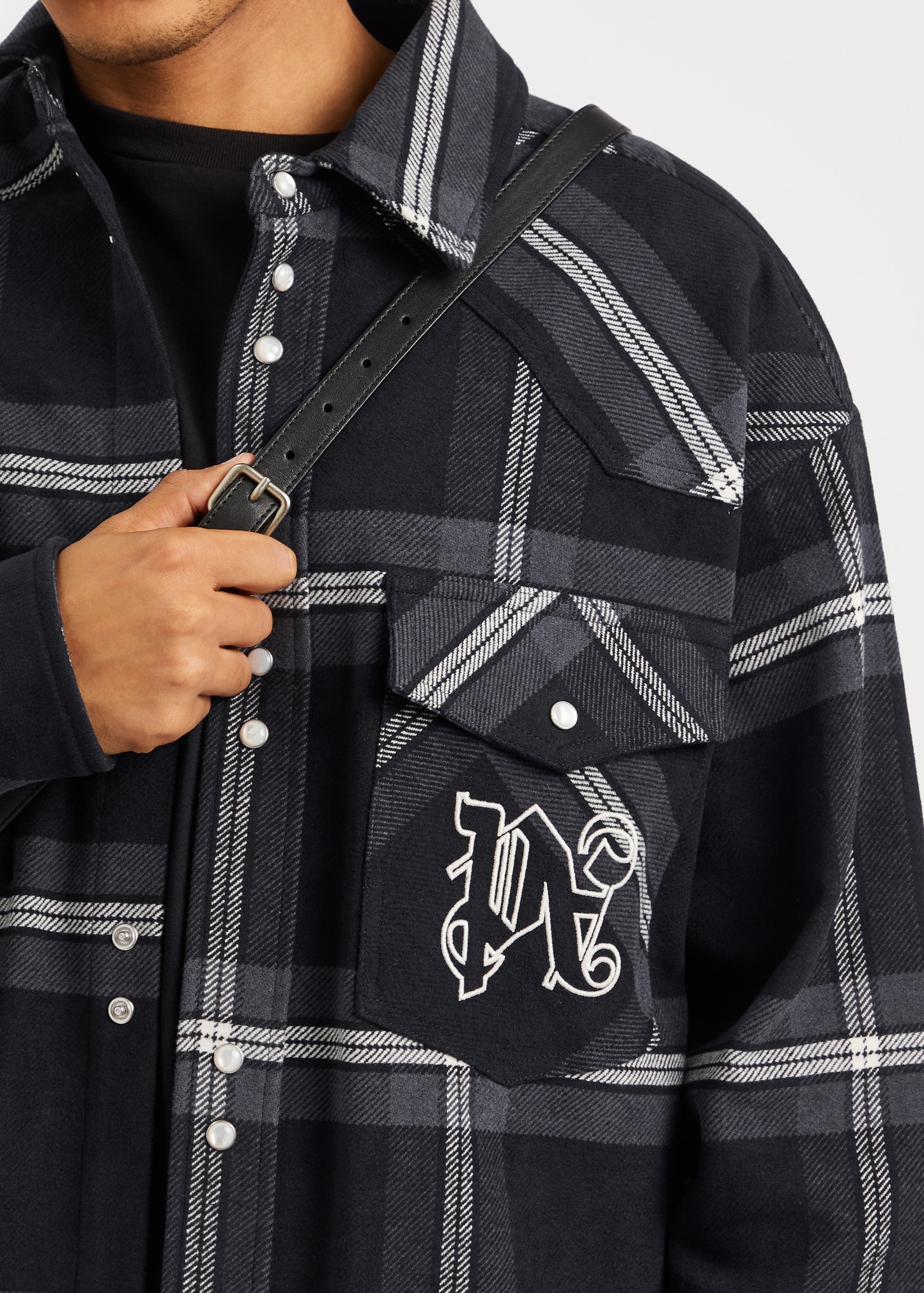 Checked logo flannel overshirt - 5