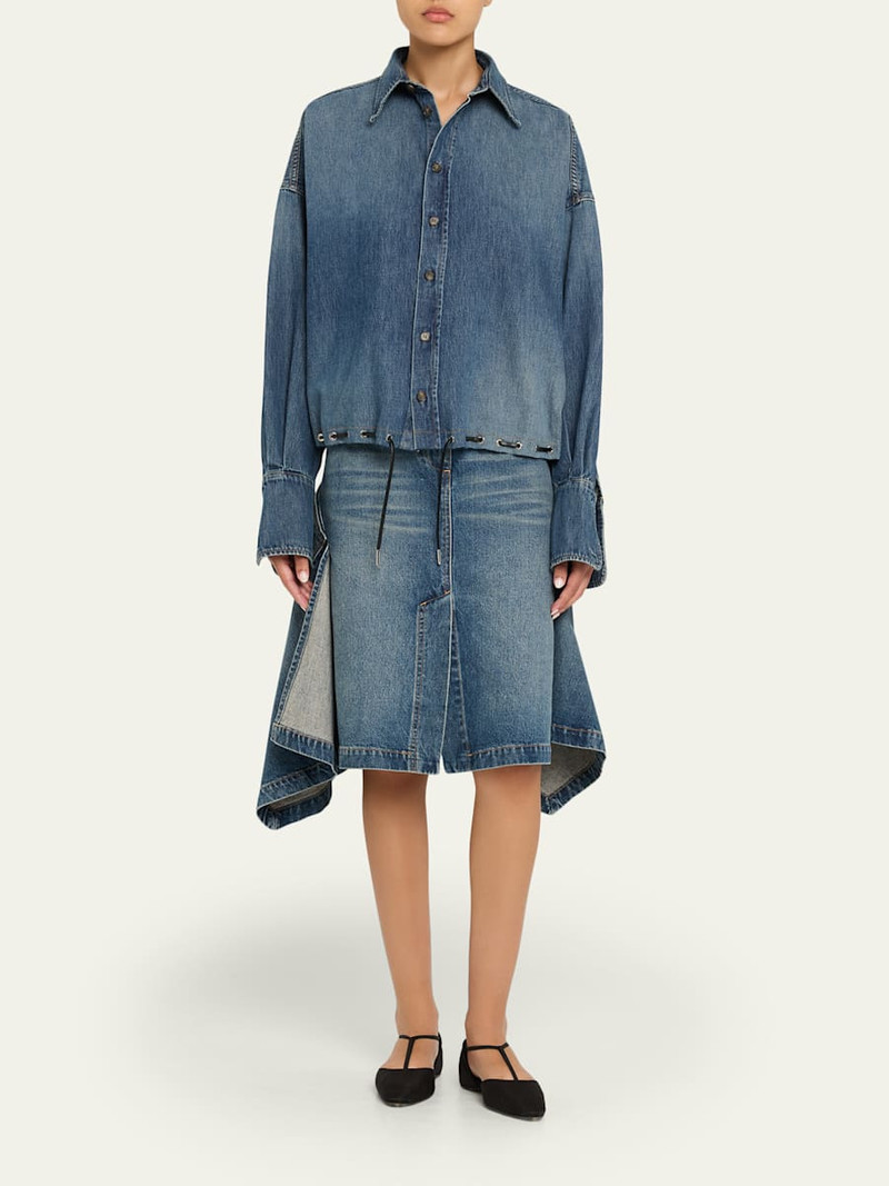 BRANDON MAXWELL Frankie Denim Handkerchief Skirt outlook